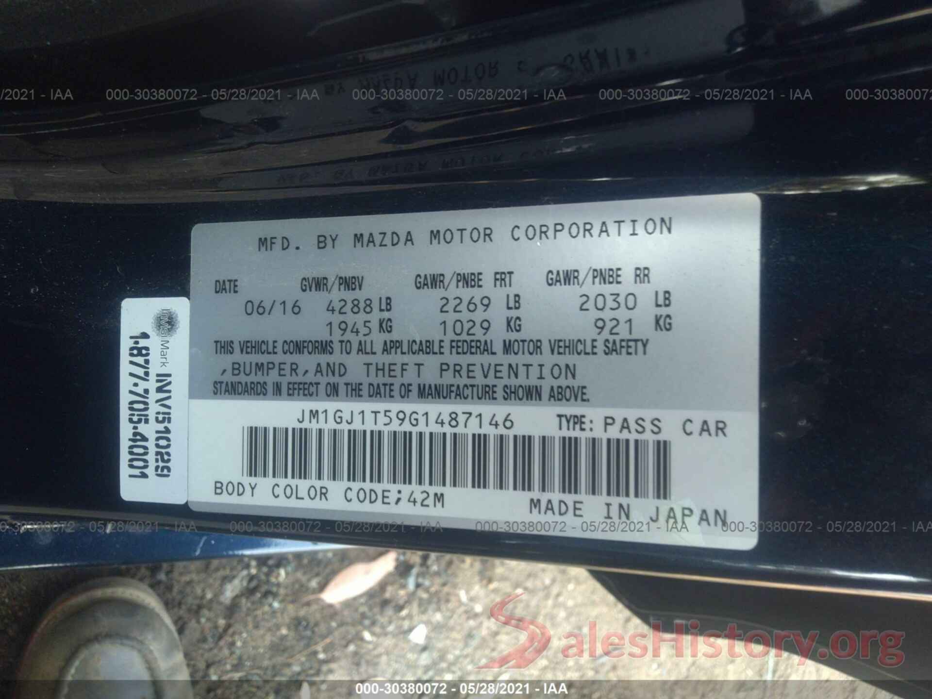 JM1GJ1T59G1487146 2016 MAZDA MAZDA6