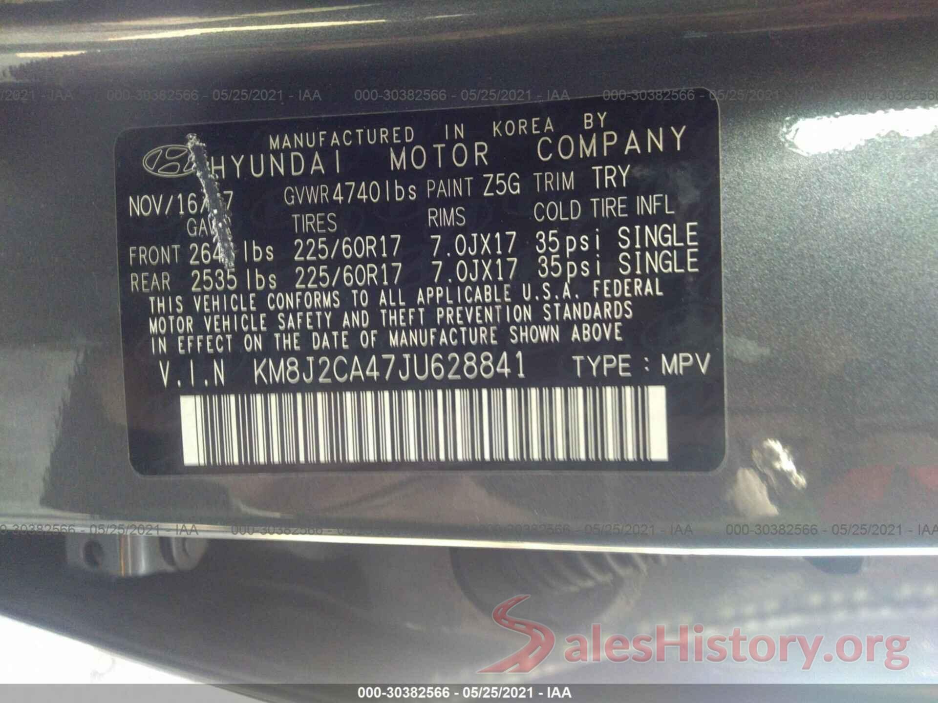 KM8J2CA47JU628841 2018 HYUNDAI TUCSON