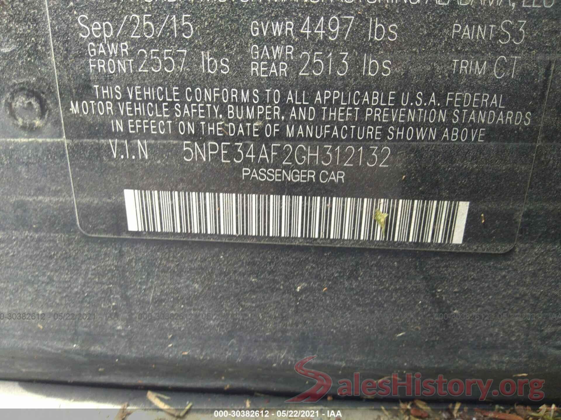 5NPE34AF2GH312132 2016 HYUNDAI SONATA