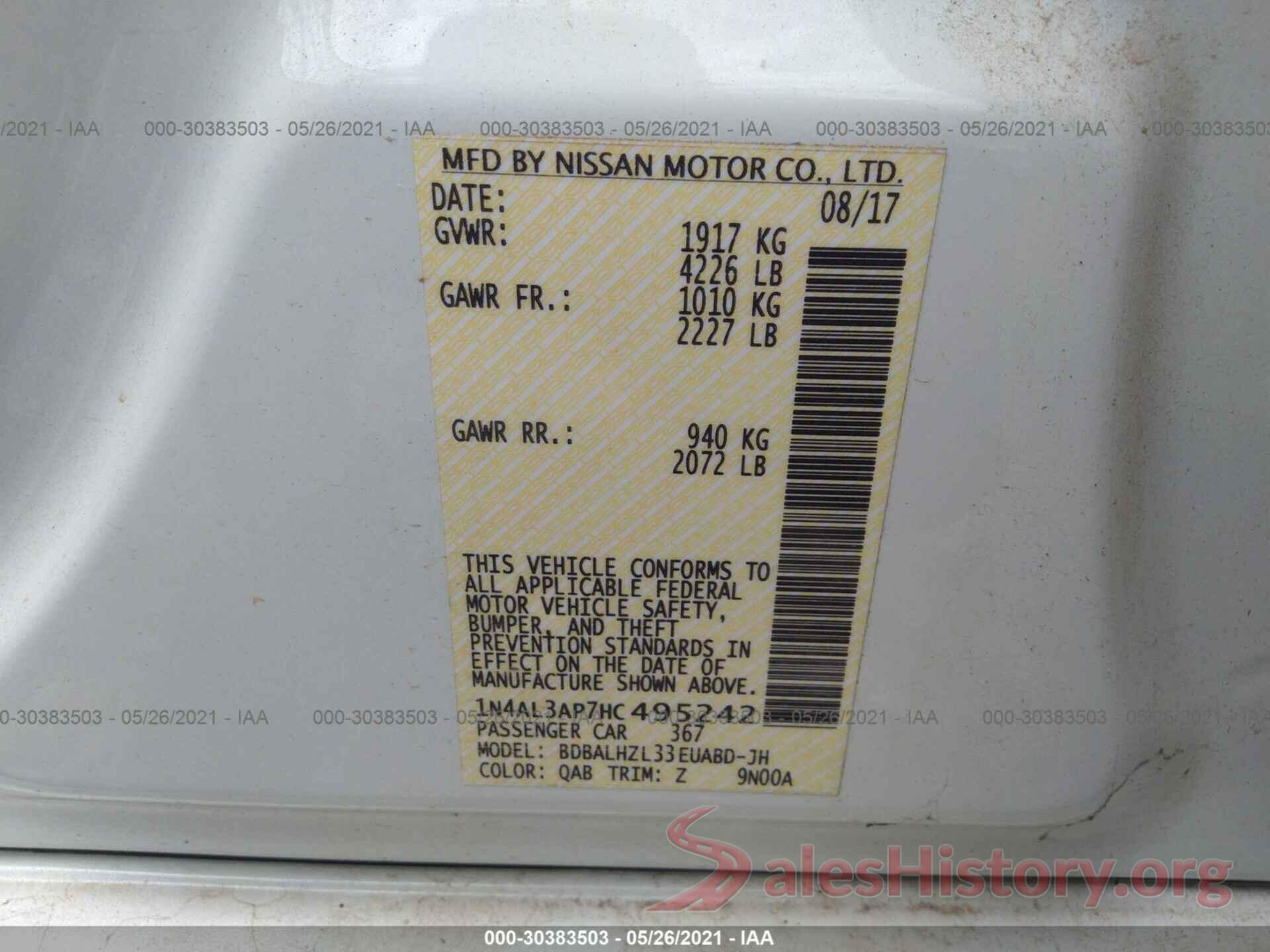 1N4AL3AP7HC495242 2017 NISSAN ALTIMA