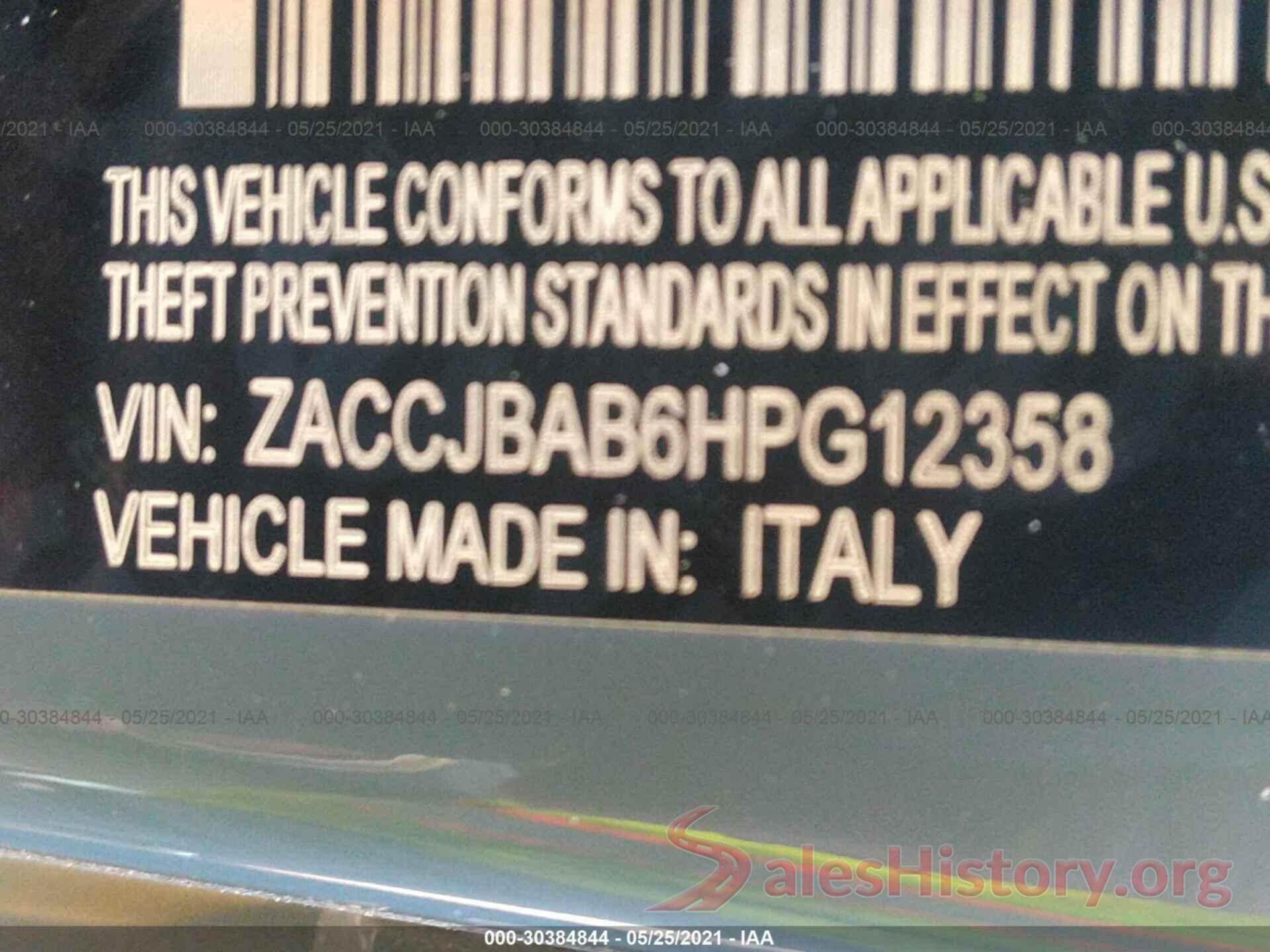 ZACCJBAB6HPG12358 2017 JEEP RENEGADE