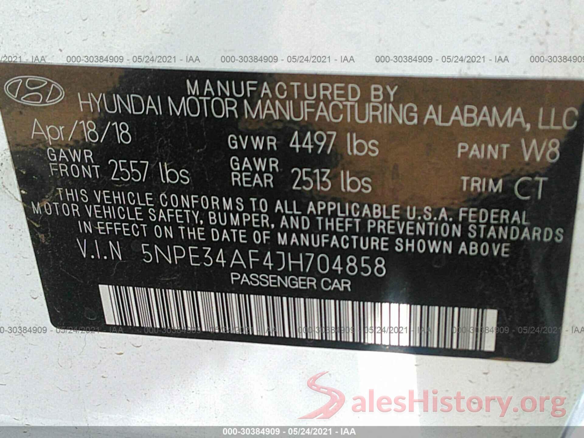 5NPE34AF4JH704858 2018 HYUNDAI SONATA