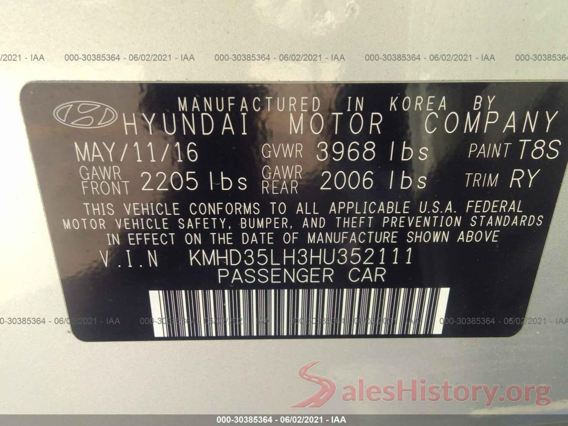 KMHD35LH3HU352111 2017 HYUNDAI ELANTRA GT