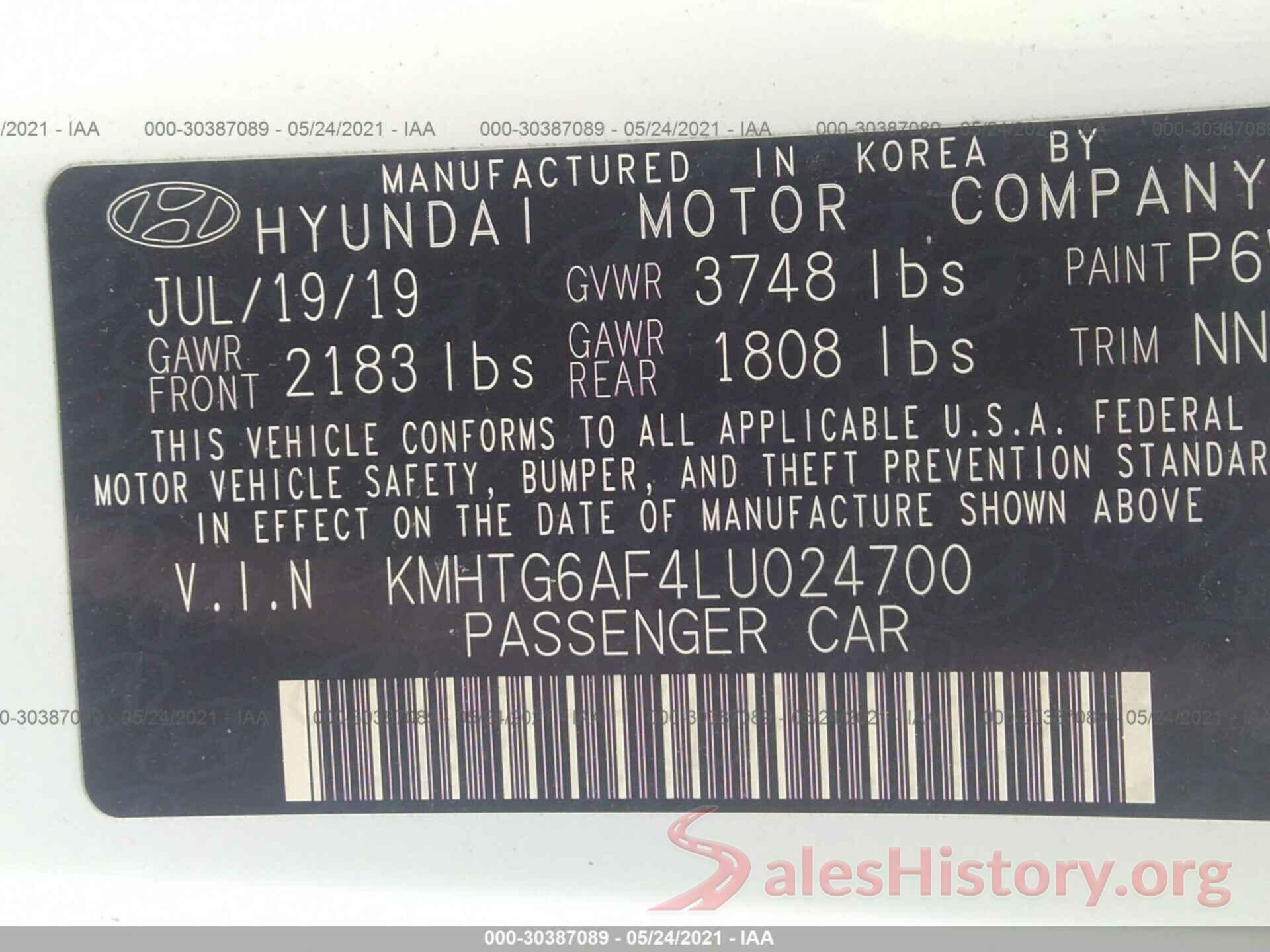 KMHTG6AF4LU024700 2020 HYUNDAI VELOSTER