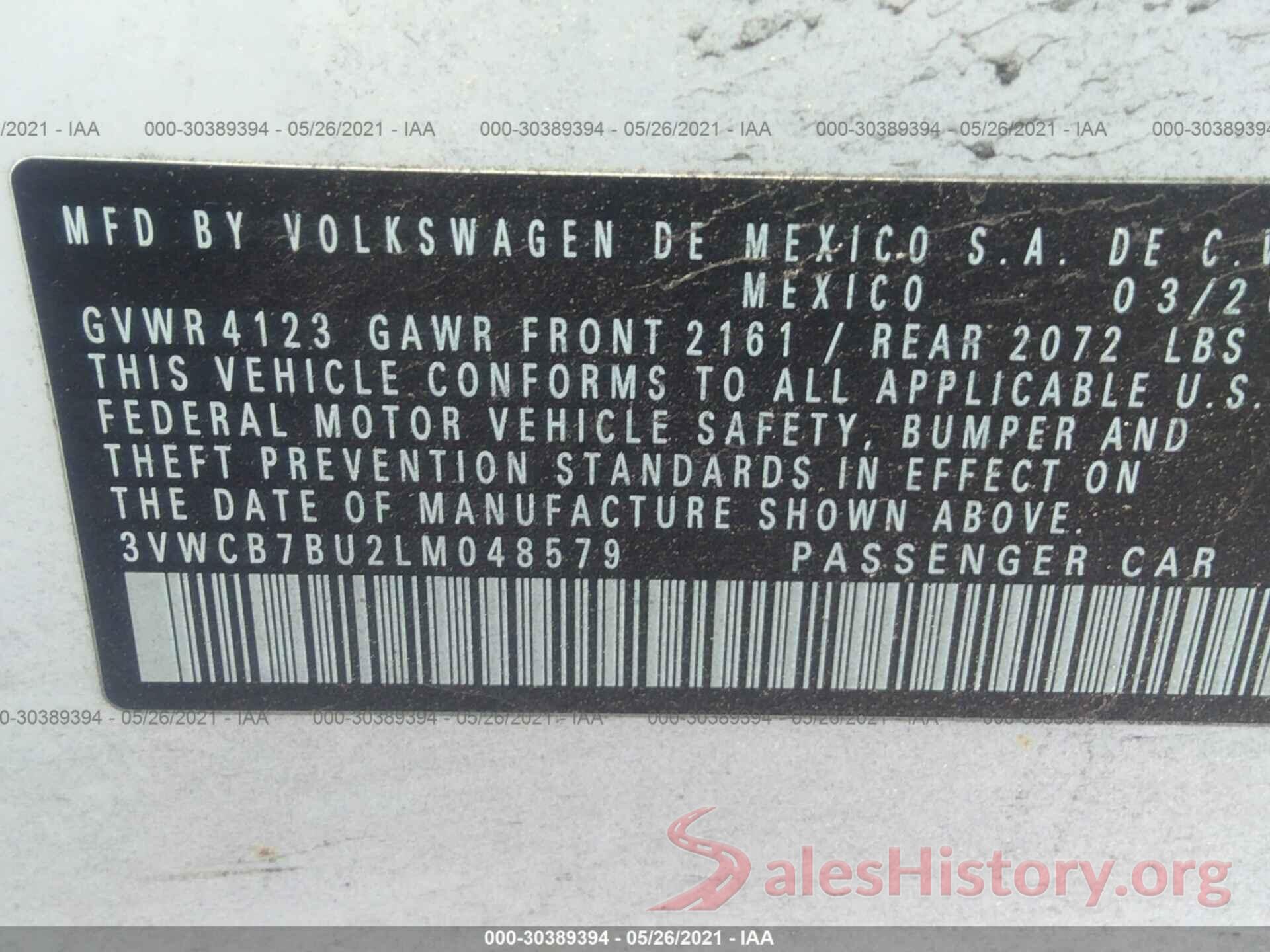 3VWCB7BU2LM048579 2020 VOLKSWAGEN JETTA