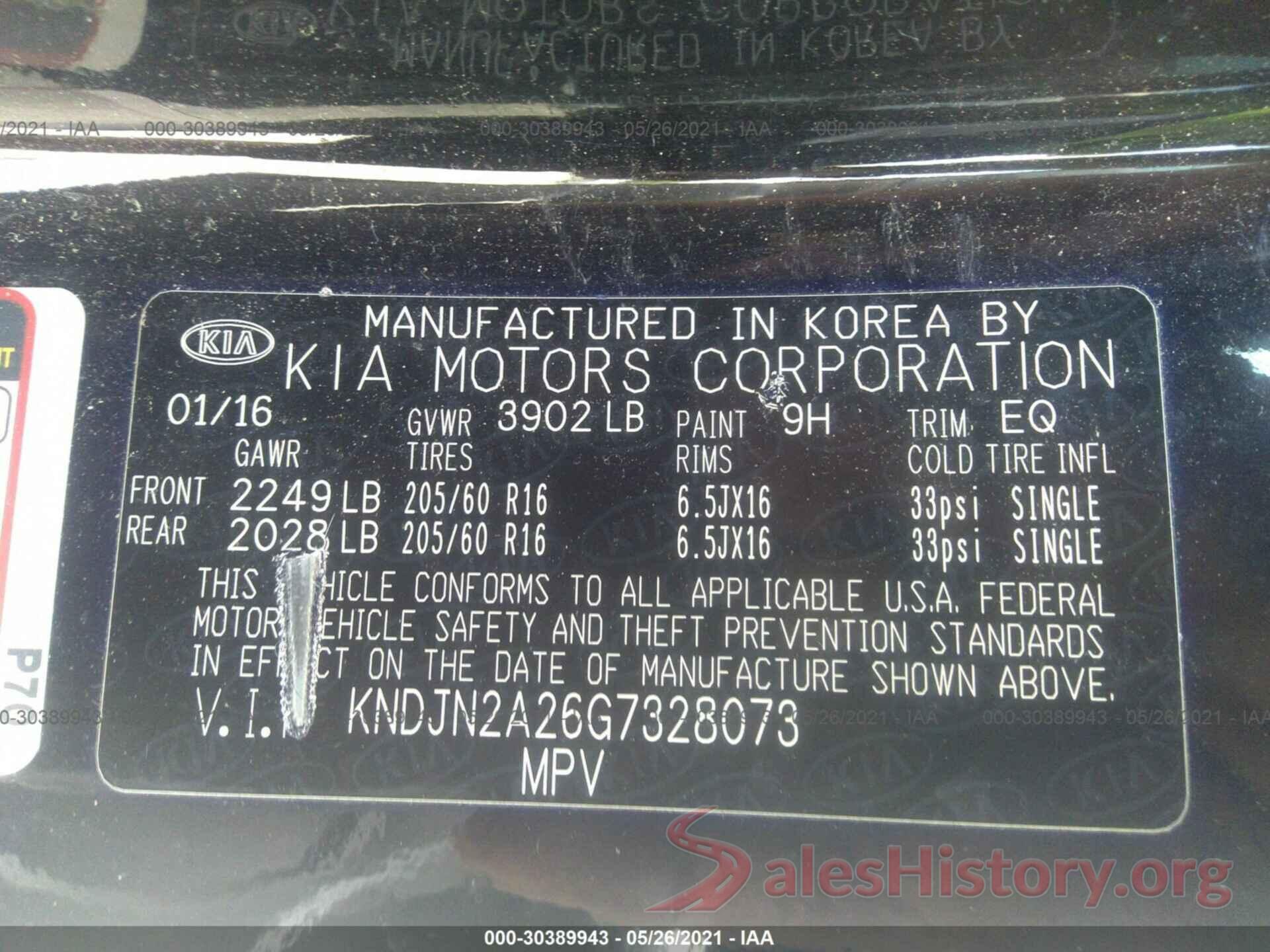 KNDJN2A26G7328073 2016 KIA SOUL