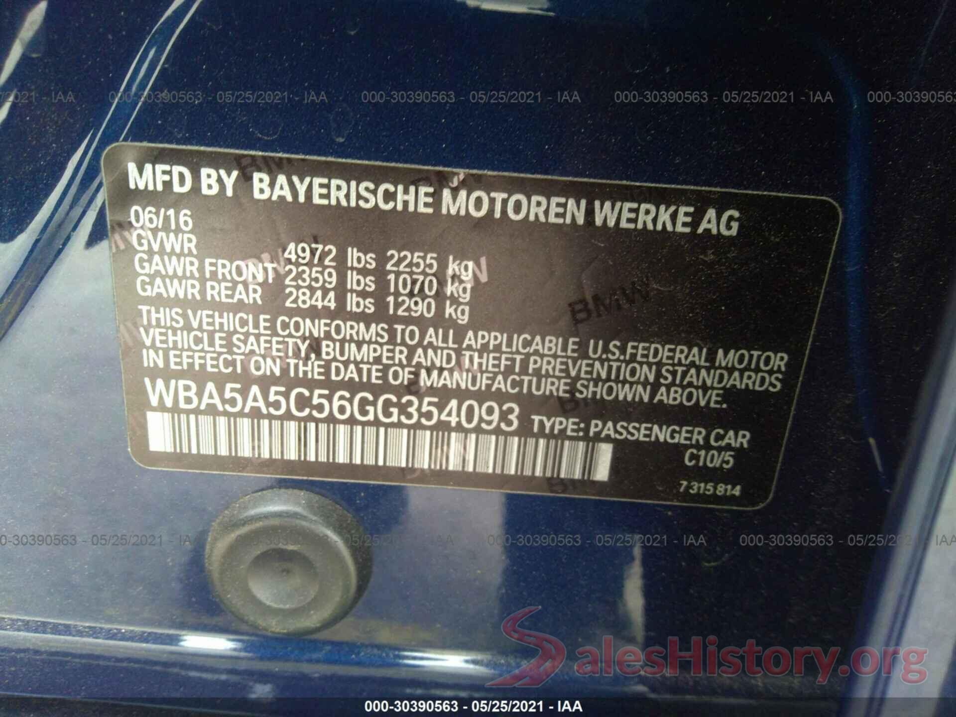 WBA5A5C56GG354093 2016 BMW 5 SERIES