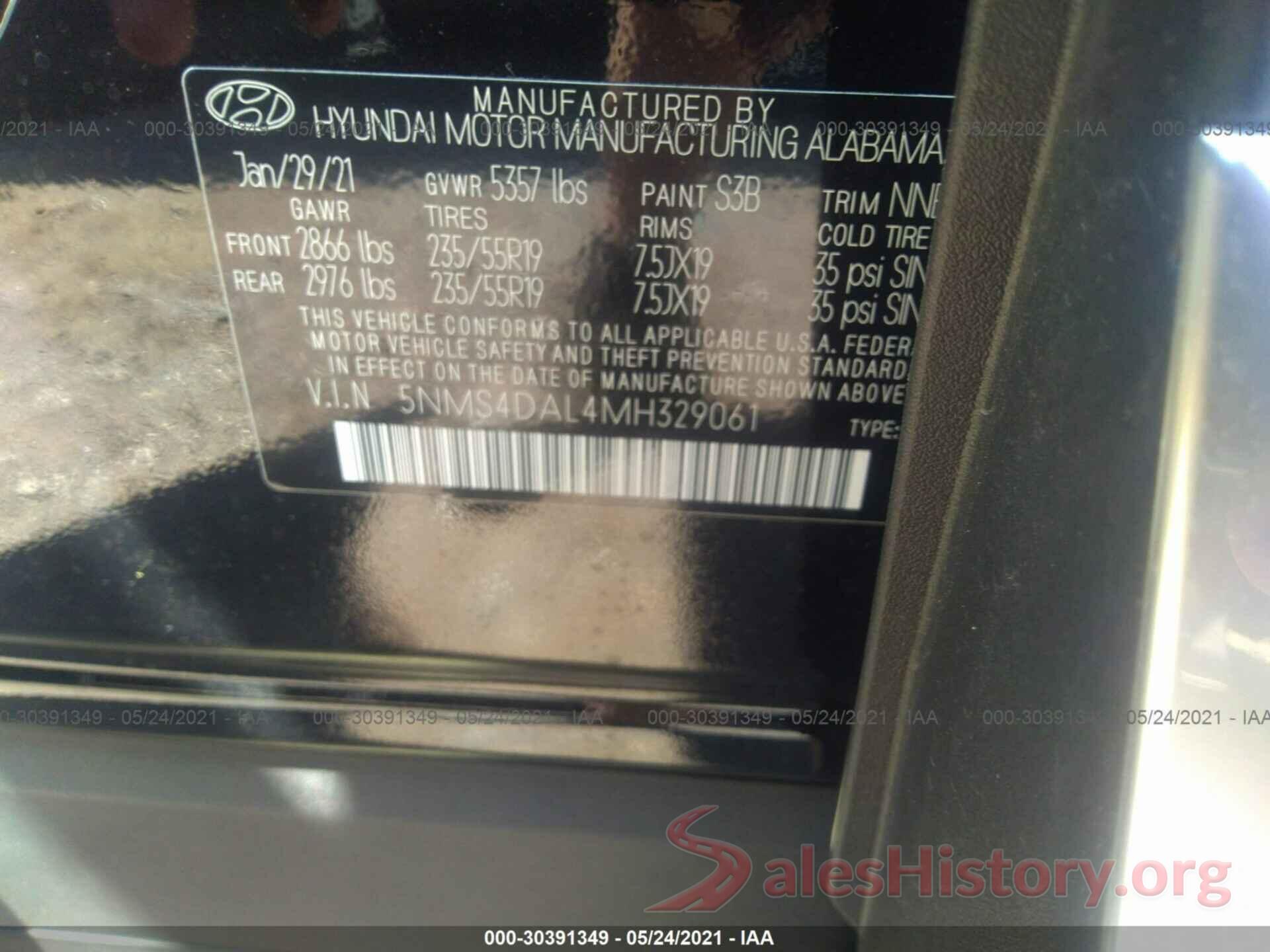 5NMS4DAL4MH329061 2021 HYUNDAI SANTA FE