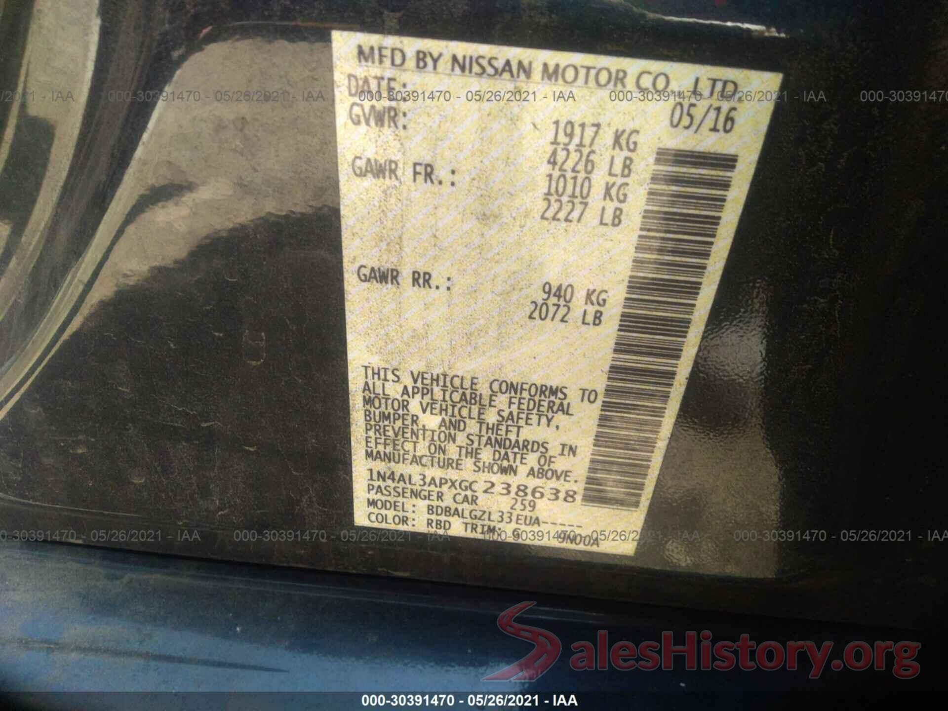 1N4AL3APXGC238638 2016 NISSAN ALTIMA