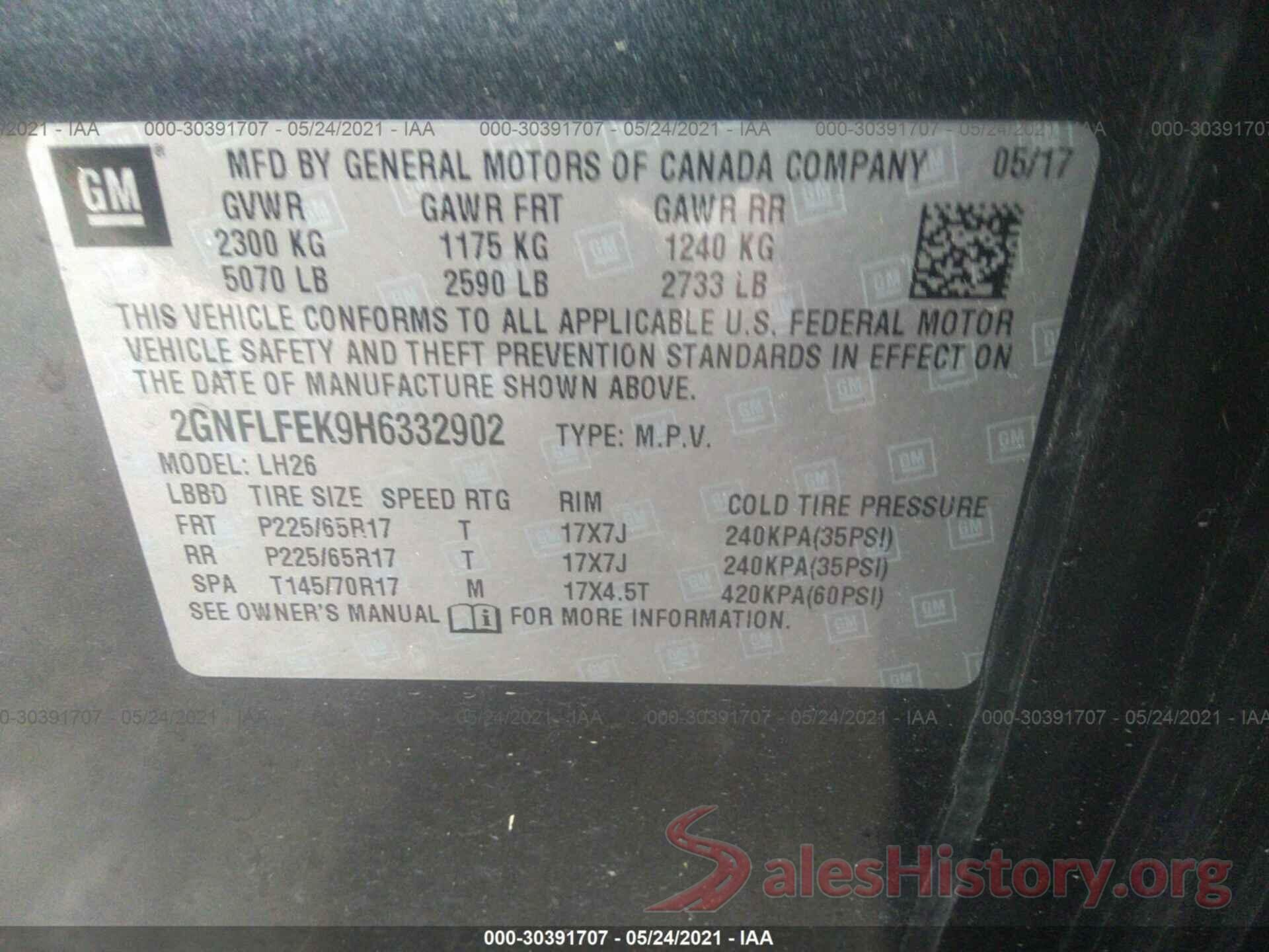 2GNFLFEK9H6332902 2017 CHEVROLET EQUINOX