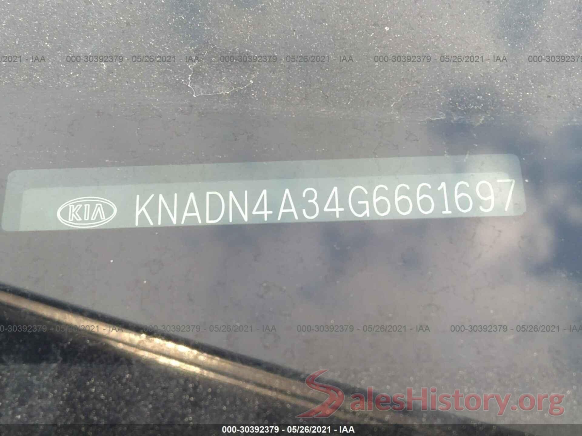 KNADN4A34G6661697 2016 KIA RIO