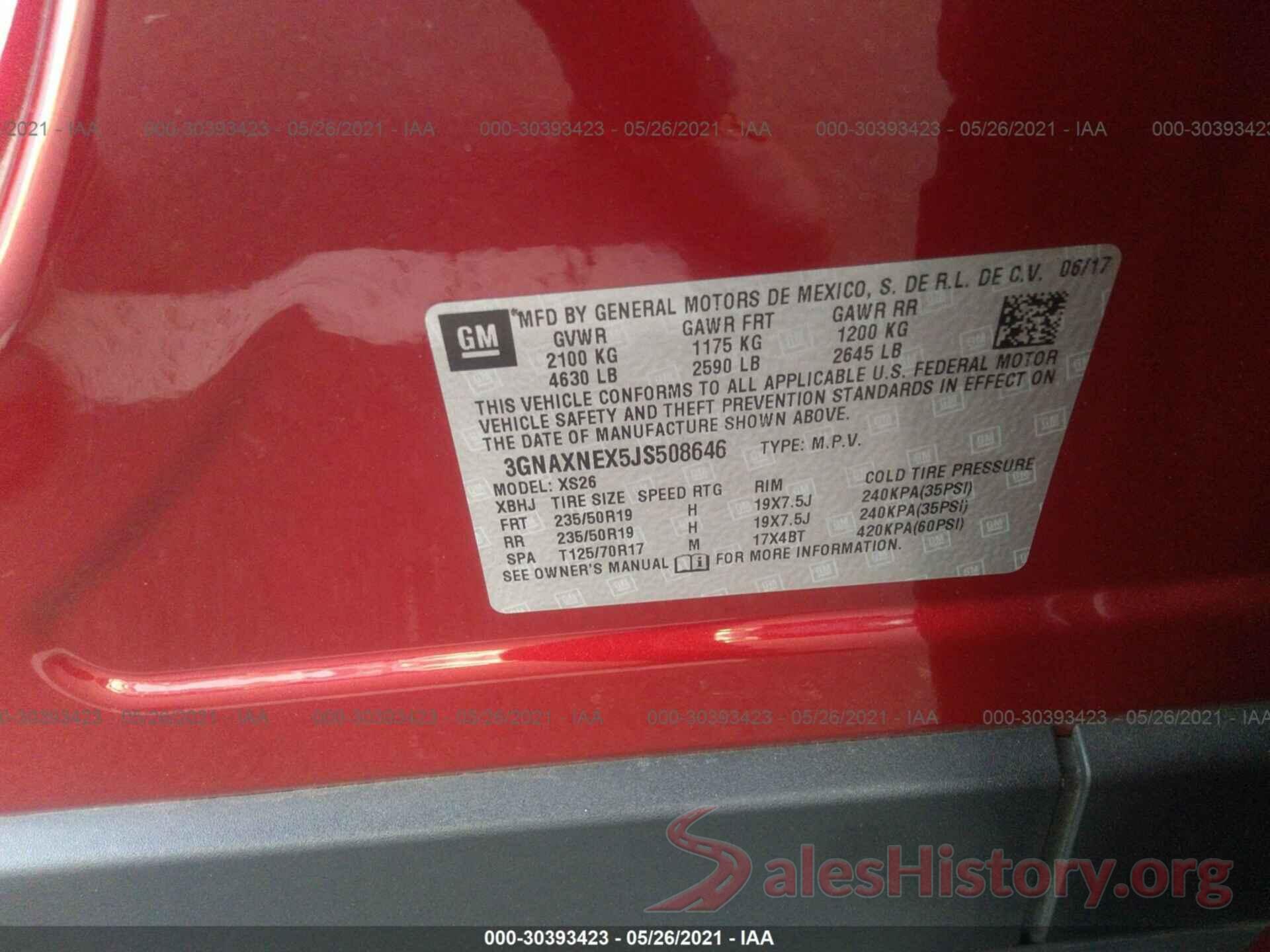 3GNAXNEX5JS508646 2018 CHEVROLET EQUINOX