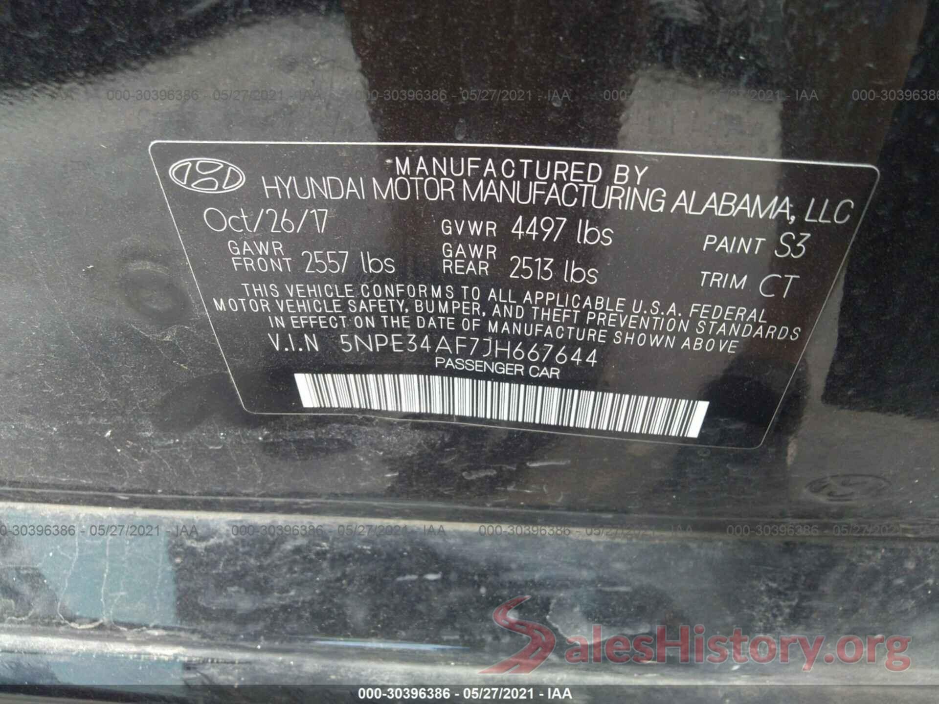 5NPE34AF7JH667644 2018 HYUNDAI SONATA