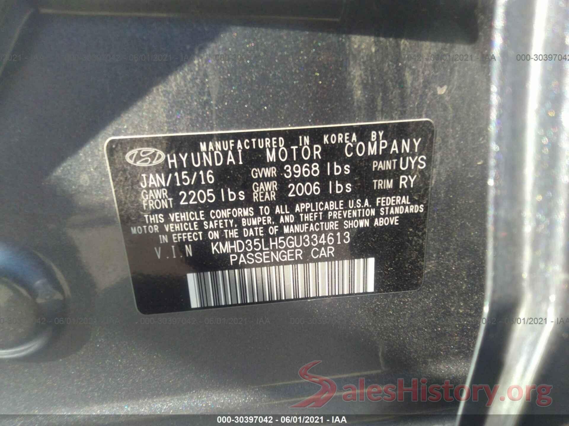 KMHD35LH5GU334613 2016 HYUNDAI ELANTRA GT