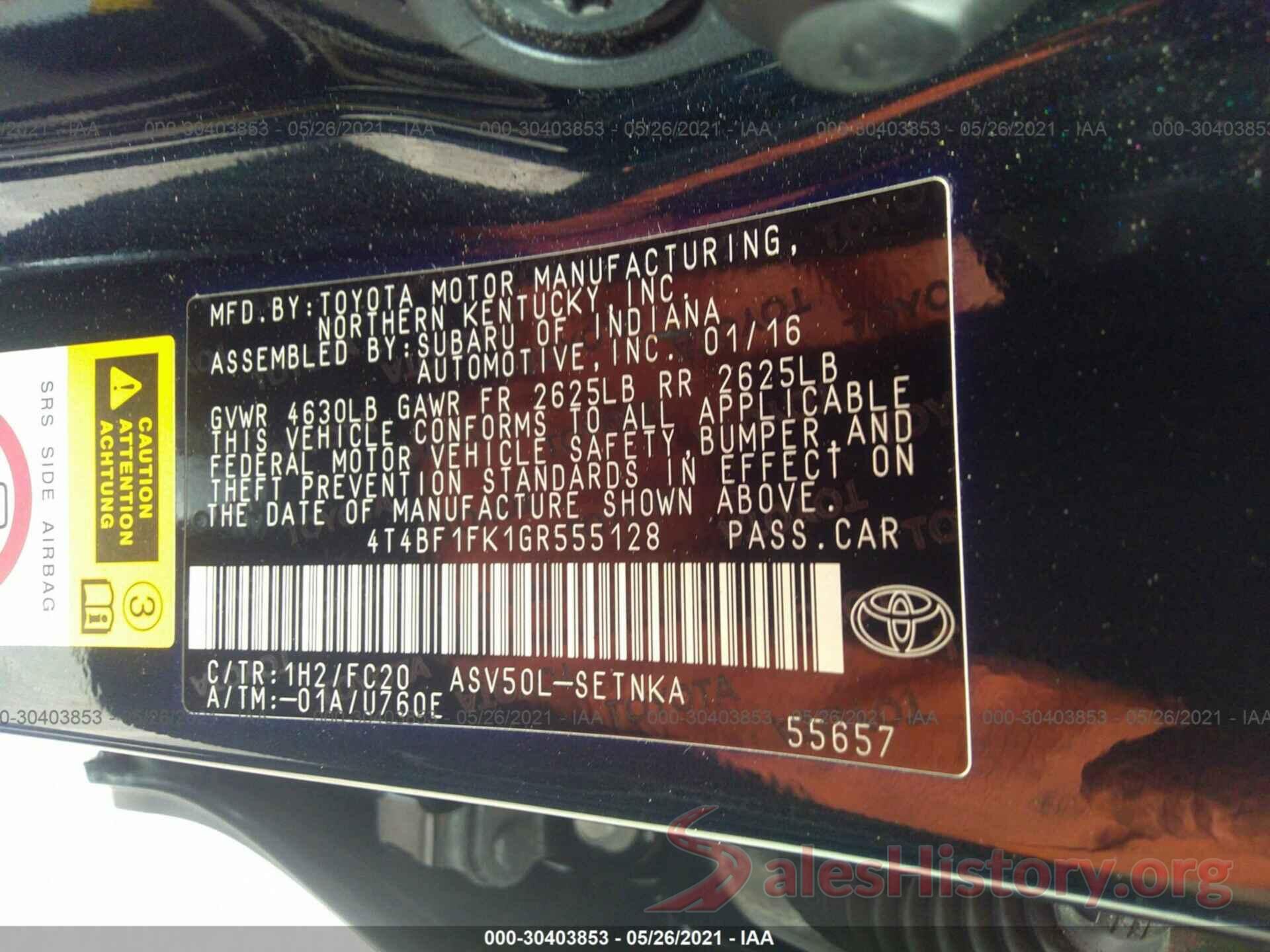 4T4BF1FK1GR555128 2016 TOYOTA CAMRY