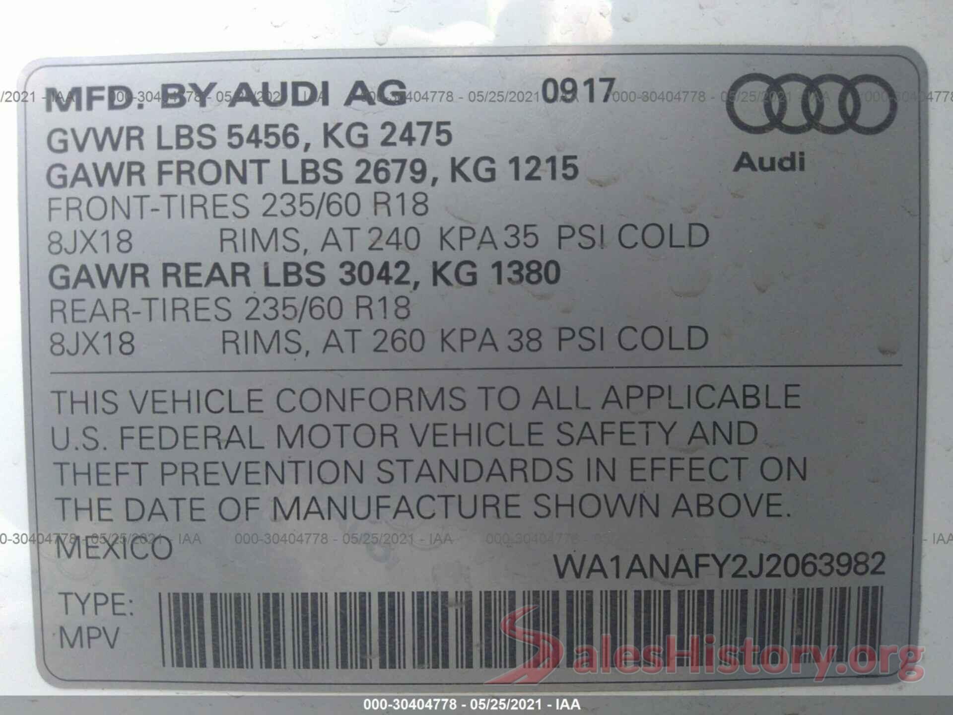 WA1ANAFY2J2063982 2018 AUDI Q5