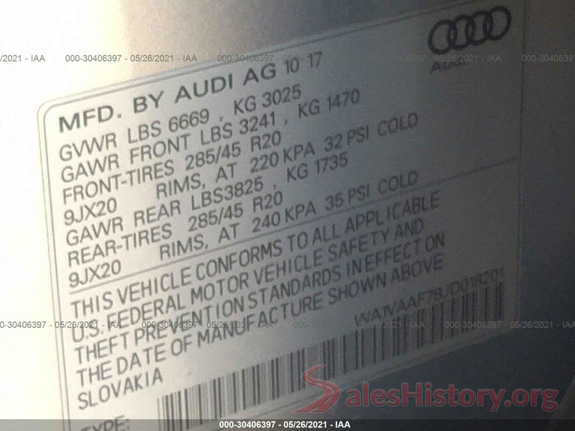 WA1VAAF78JD018201 2018 AUDI Q7