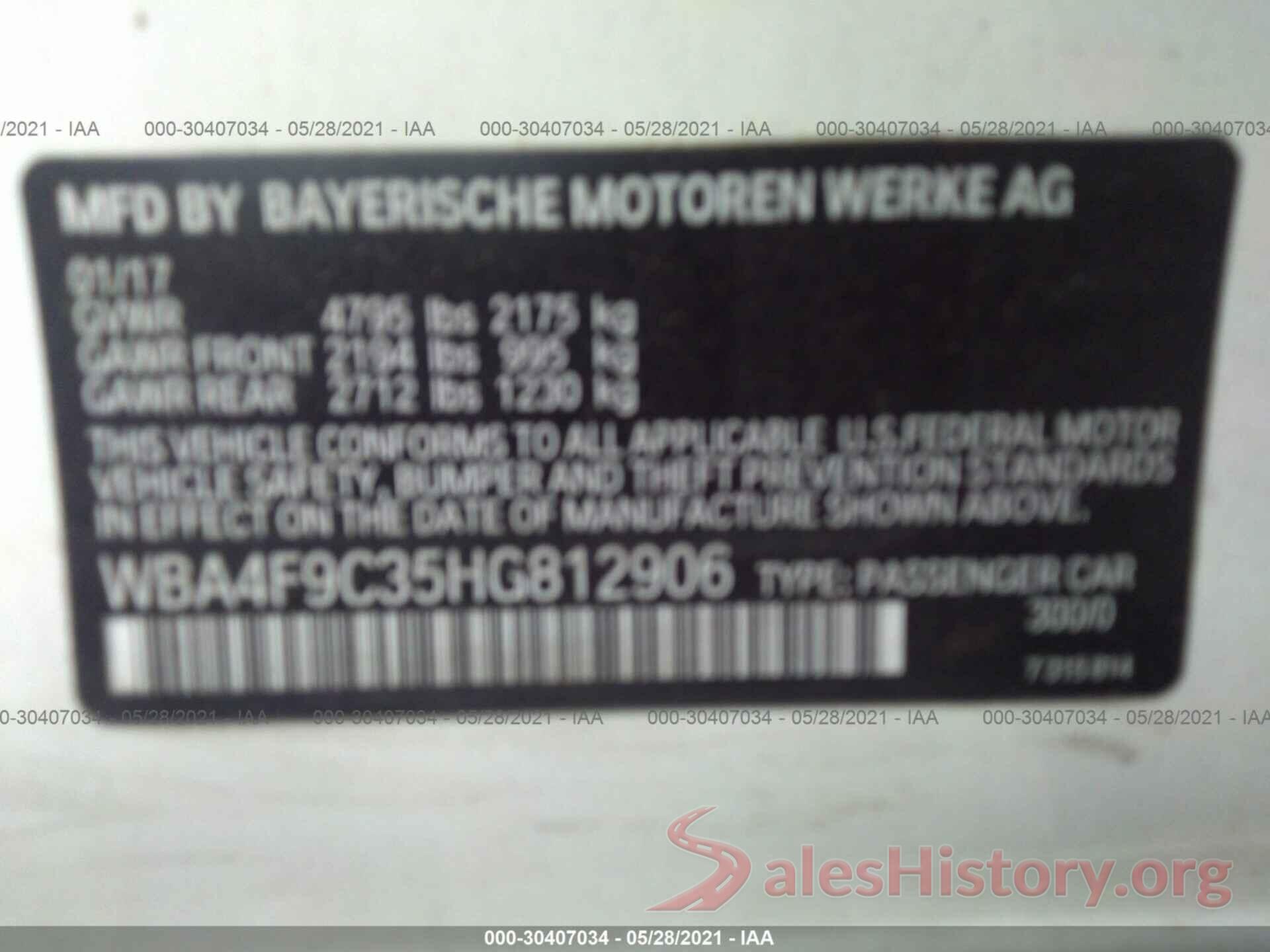 WBA4F9C35HG812906 2017 BMW 4 SERIES