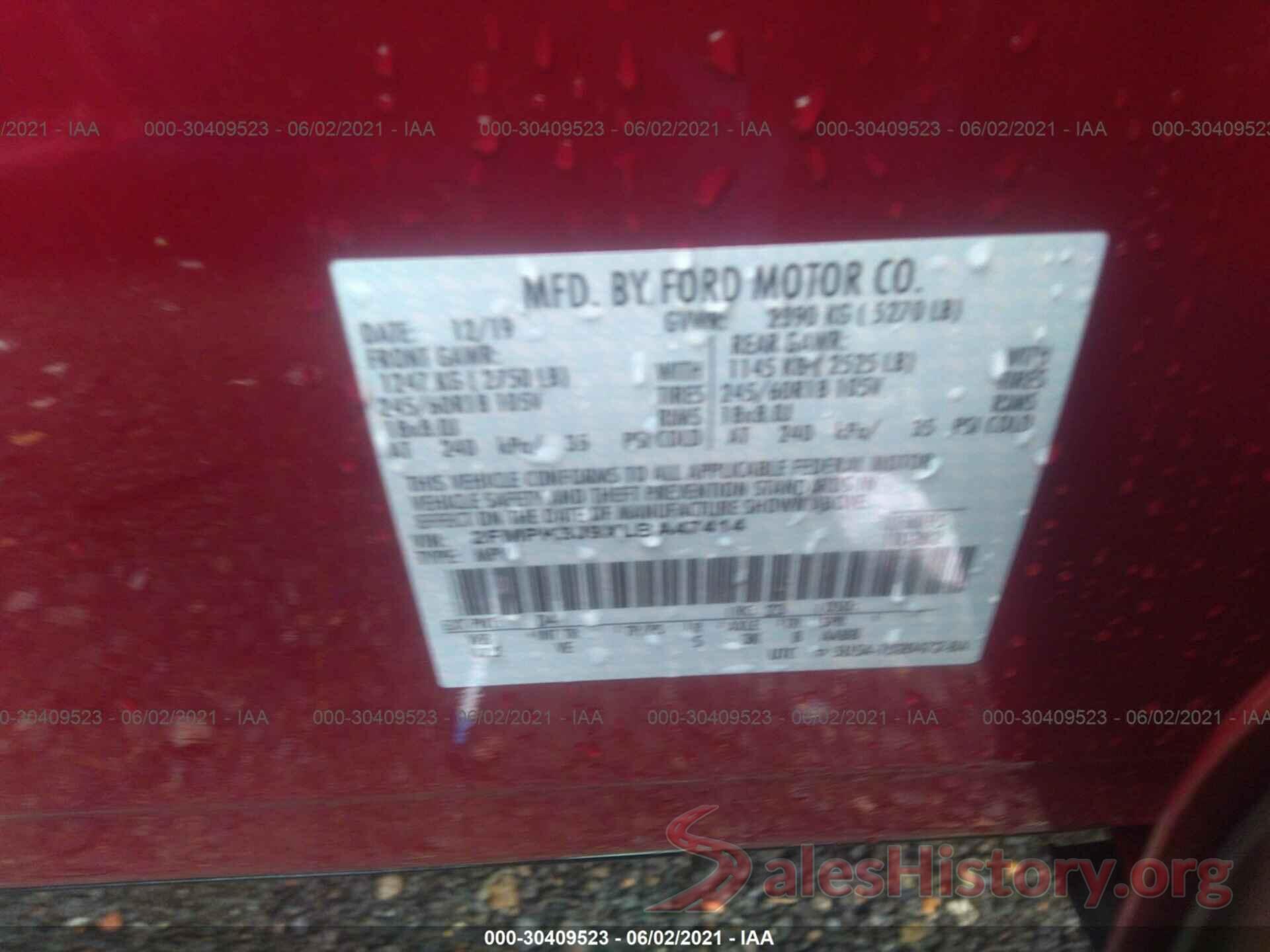 2FMPK3J9XLBA47414 2020 FORD EDGE