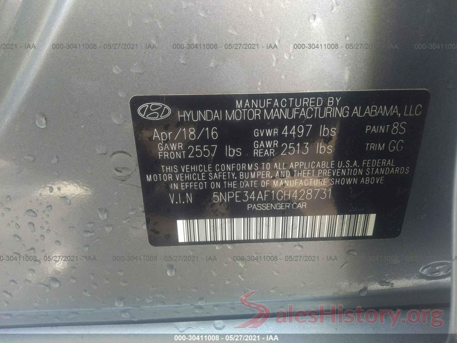 5NPE34AF1GH428731 2016 HYUNDAI SONATA