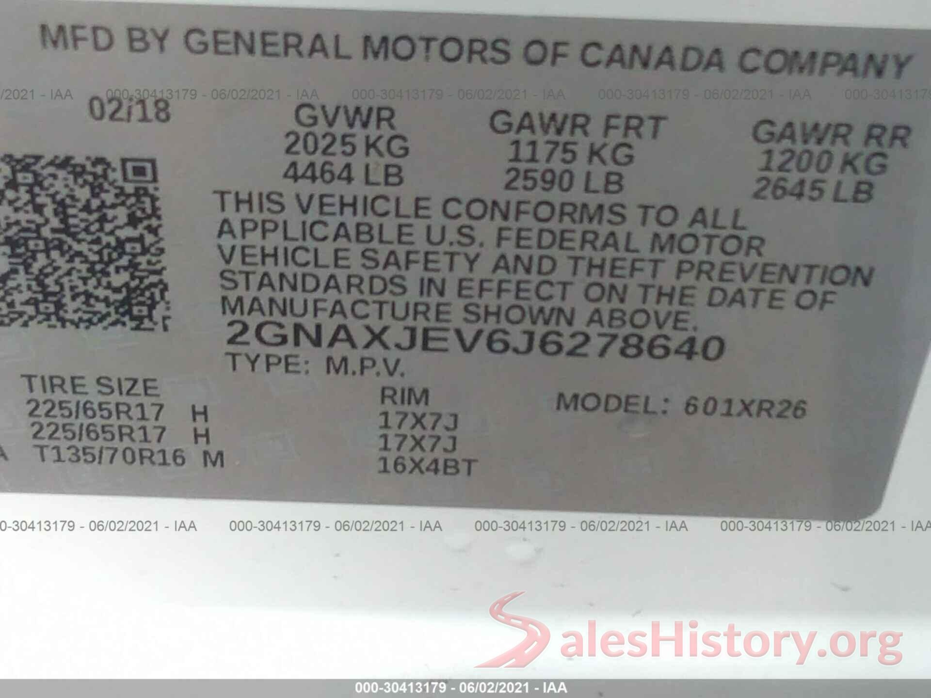 2GNAXJEV6J6278640 2018 CHEVROLET EQUINOX