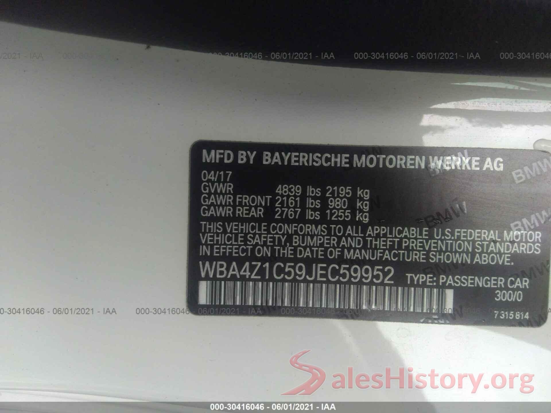 WBA4Z1C59JEC59952 2018 BMW 4 SERIES