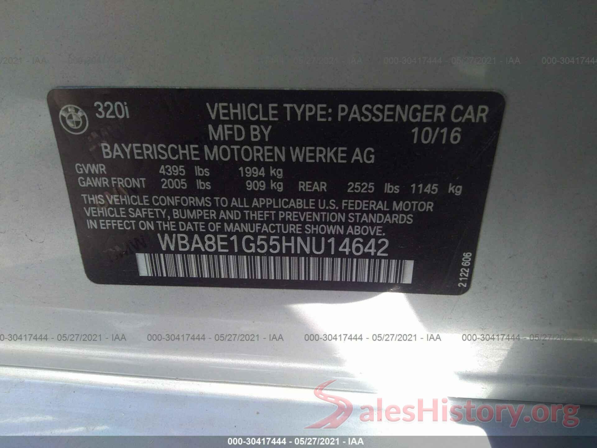 WBA8E1G55HNU14642 2017 BMW 3 SERIES