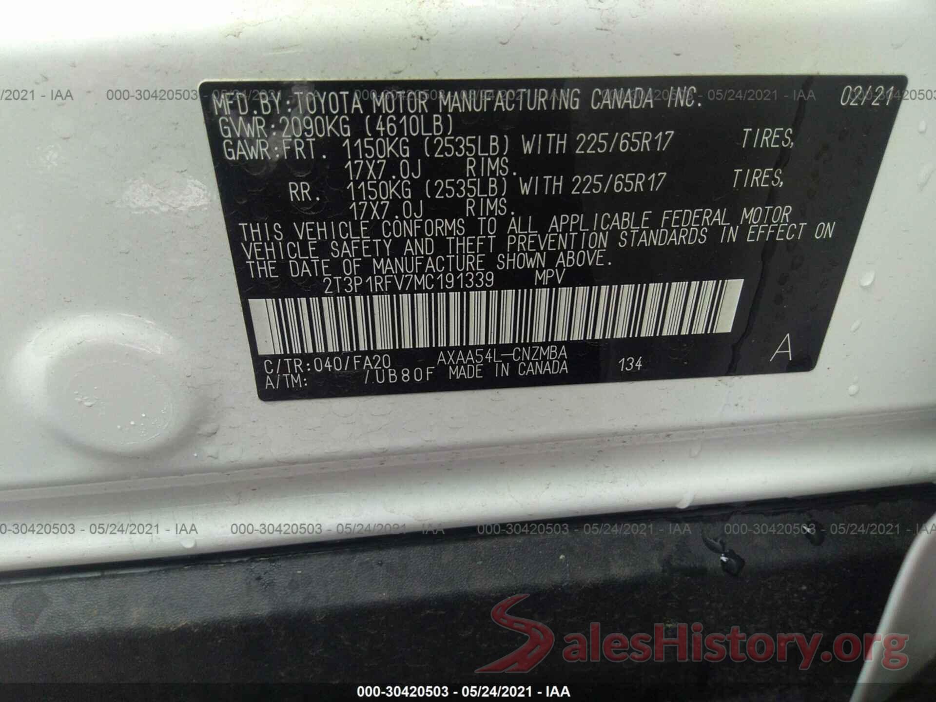 2T3P1RFV7MC191339 2021 TOYOTA RAV4