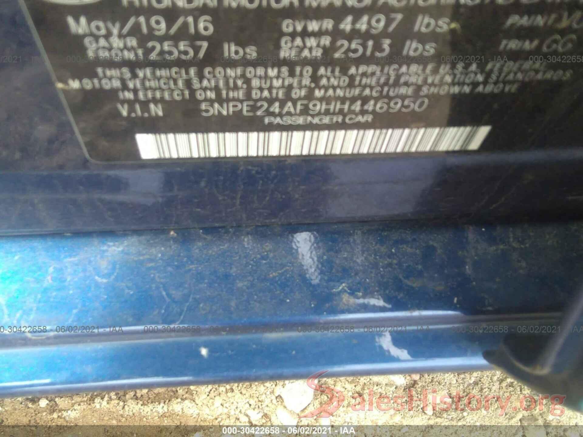 5NPE24AF9HH446950 2017 HYUNDAI SONATA