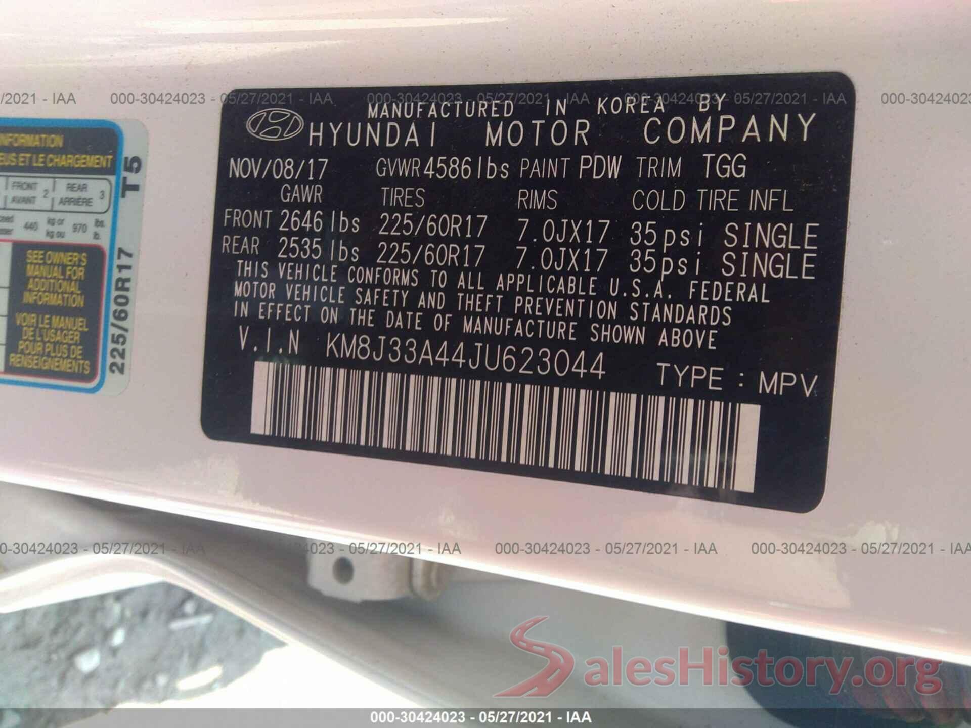 KM8J33A44JU623044 2018 HYUNDAI TUCSON