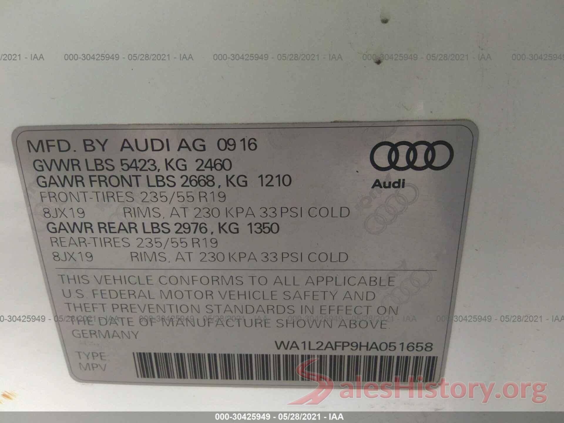 WA1L2AFP9HA051658 2017 AUDI Q5