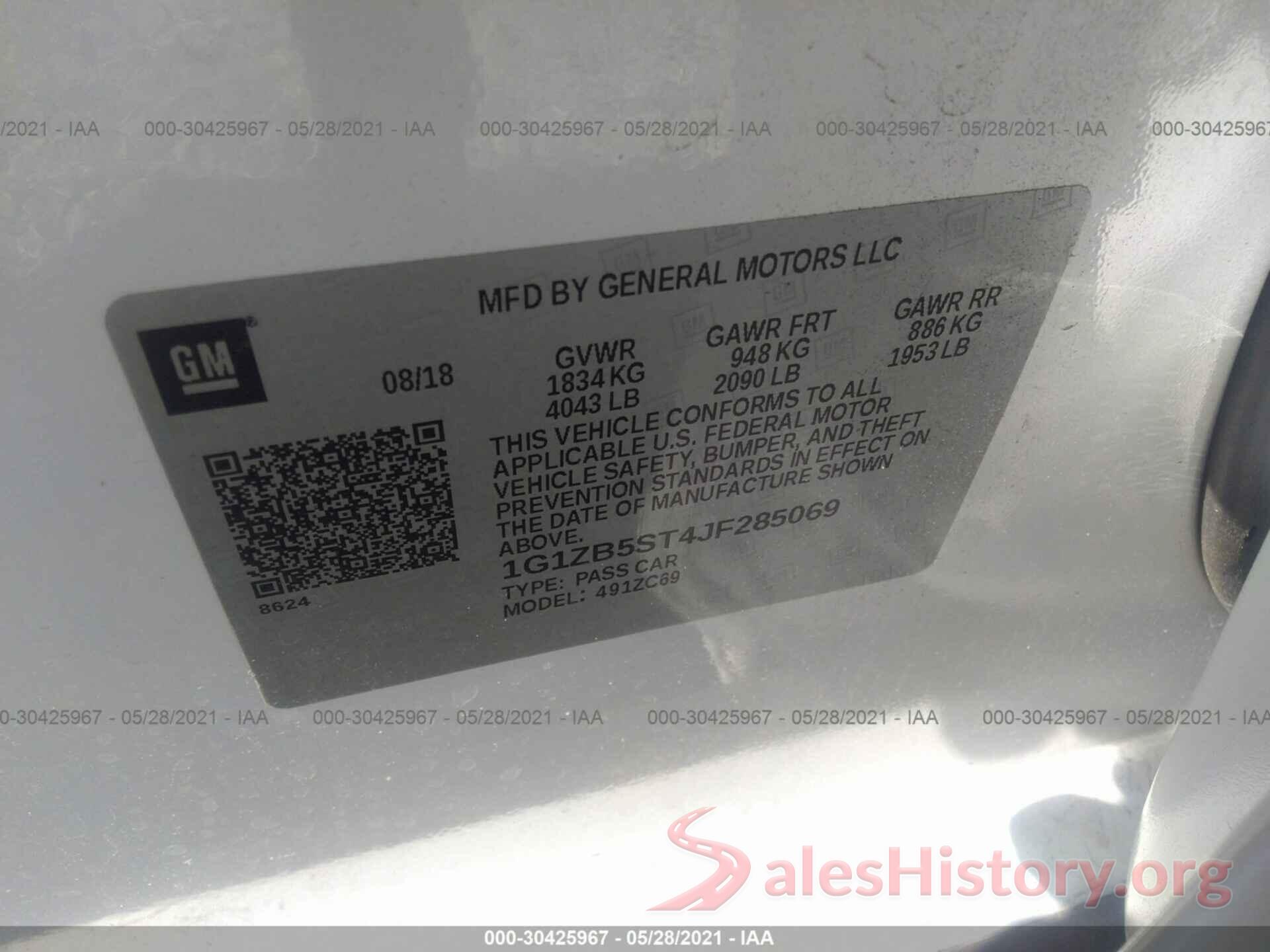 1G1ZB5ST4JF285069 2018 CHEVROLET MALIBU