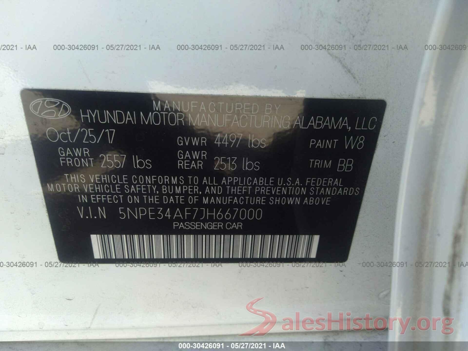 5NPE34AF7JH667000 2018 HYUNDAI SONATA