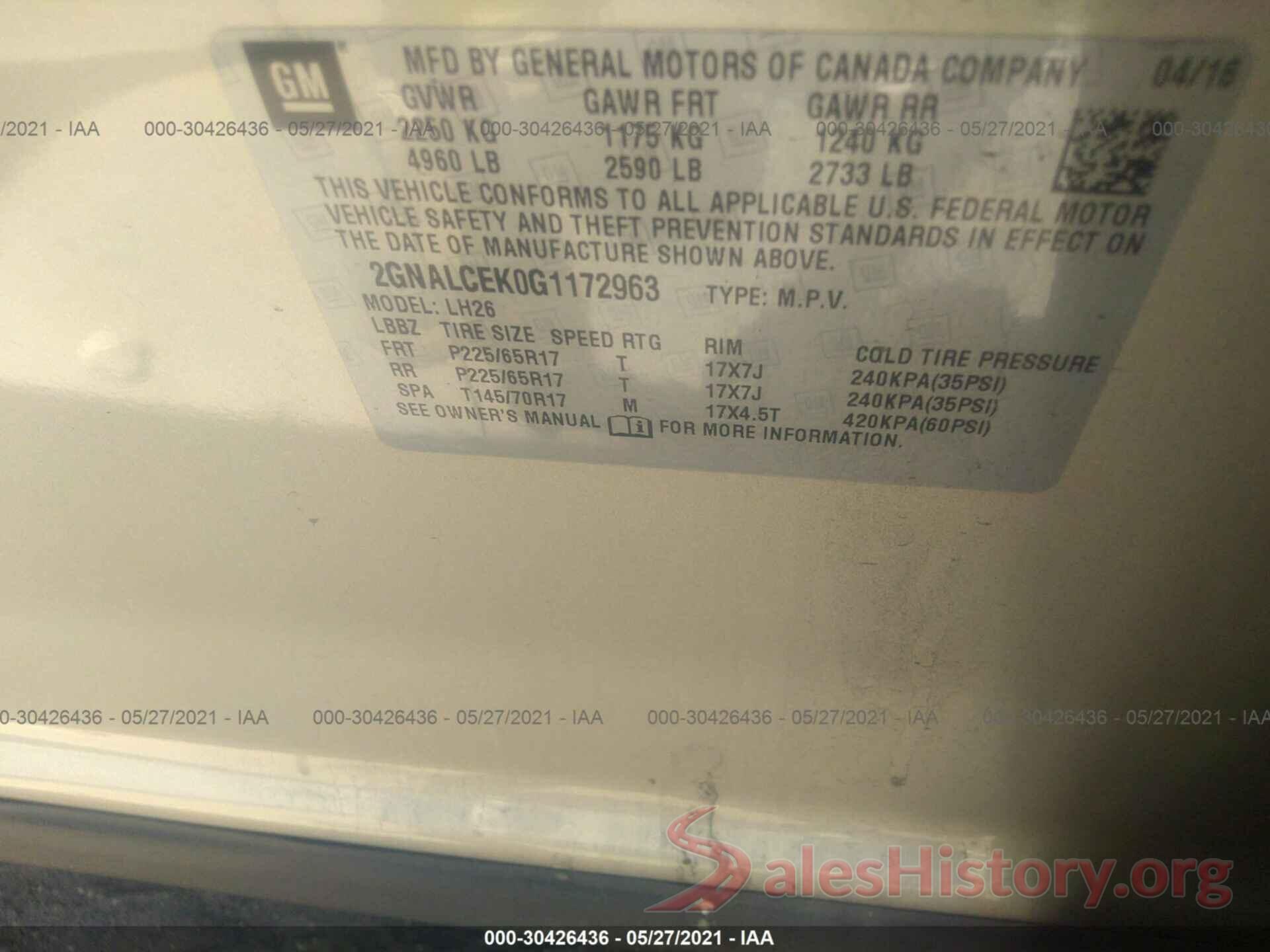 2GNALCEK0G1172963 2016 CHEVROLET EQUINOX