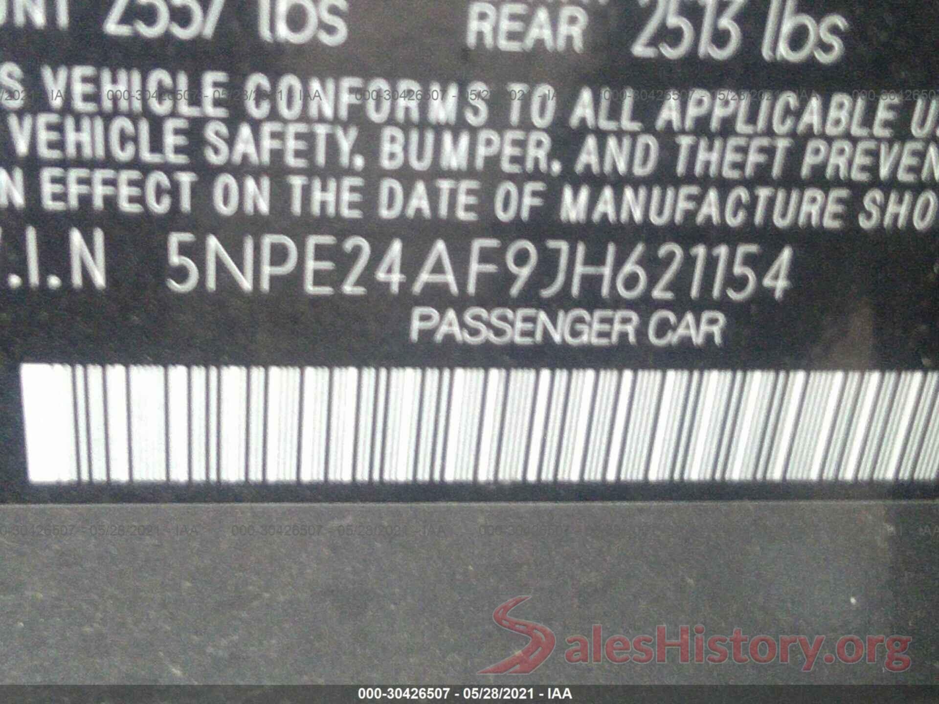 5NPE24AF9JH621154 2018 HYUNDAI SONATA