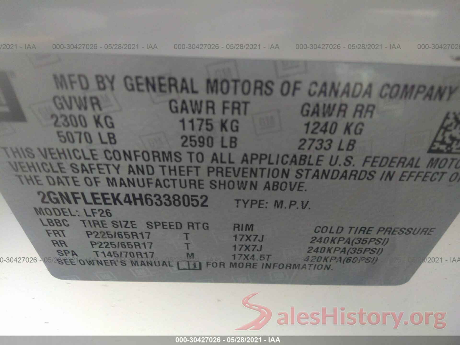 2GNFLEEK4H6338052 2017 CHEVROLET EQUINOX