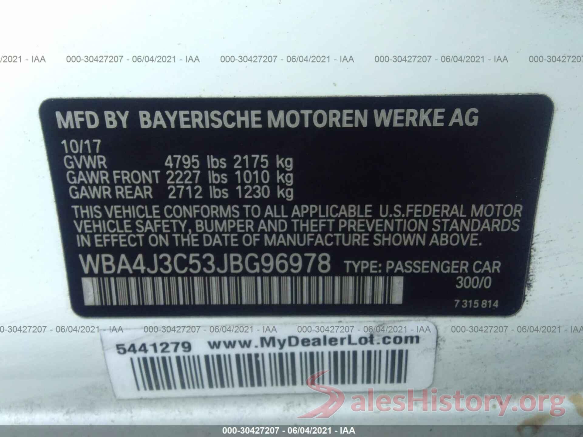 WBA4J3C53JBG96978 2018 BMW 4 SERIES