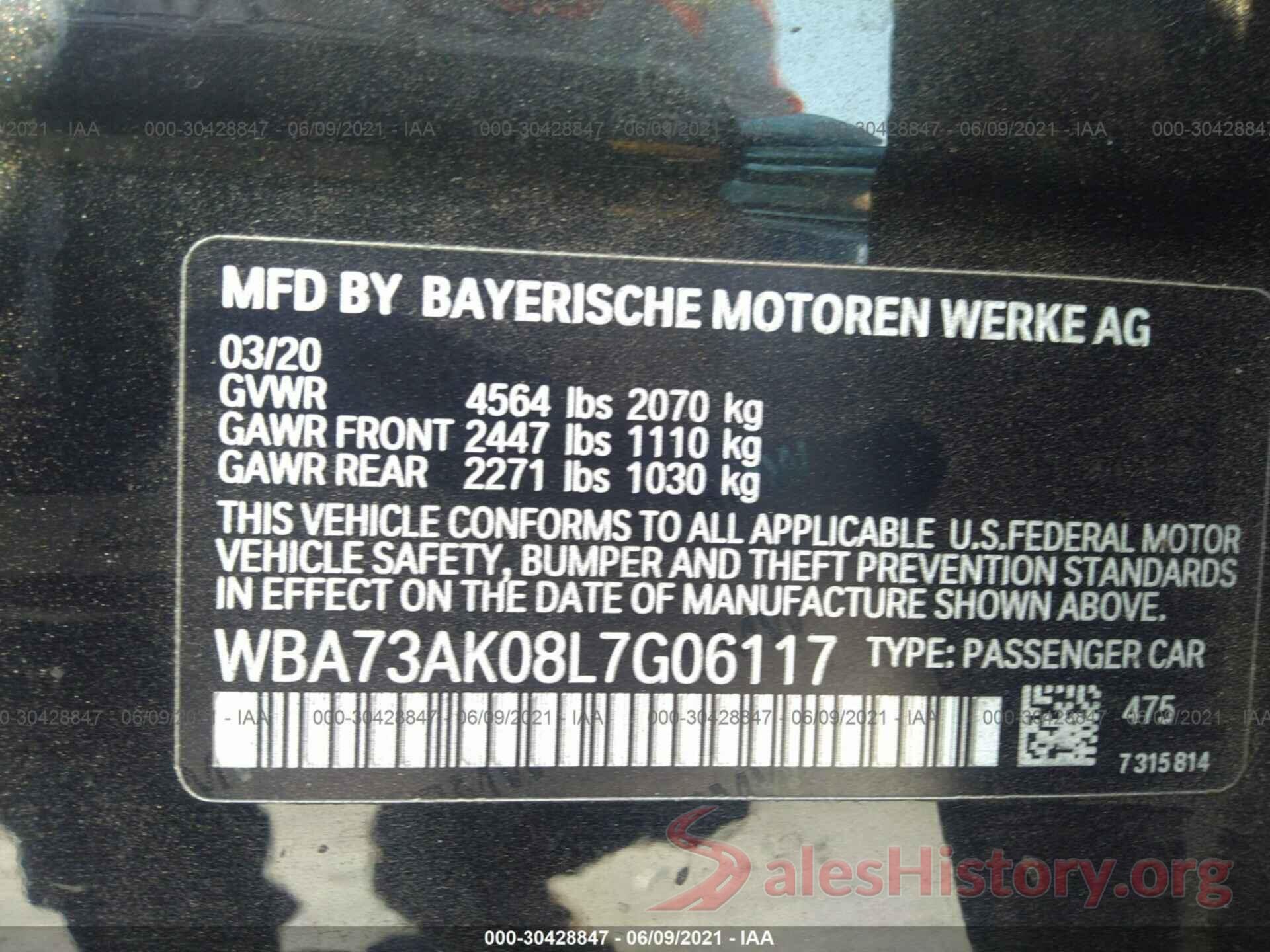 WBA73AK08L7G06117 2020 BMW 2 SERIES