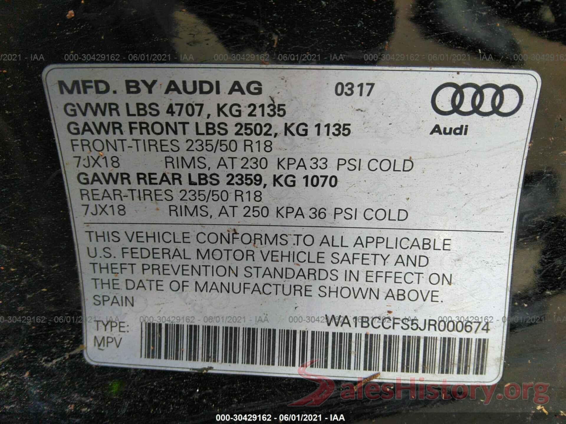 WA1BCCFS5JR000674 2018 AUDI Q3