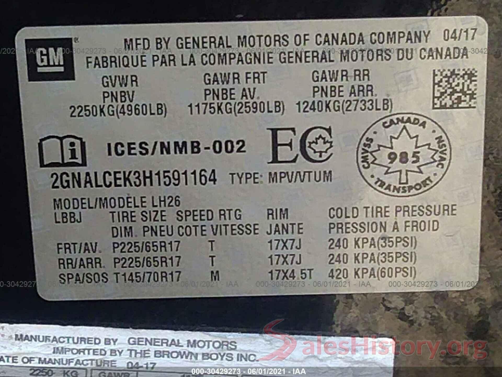 2GNALCEK3H1591164 2017 CHEVROLET EQUINOX