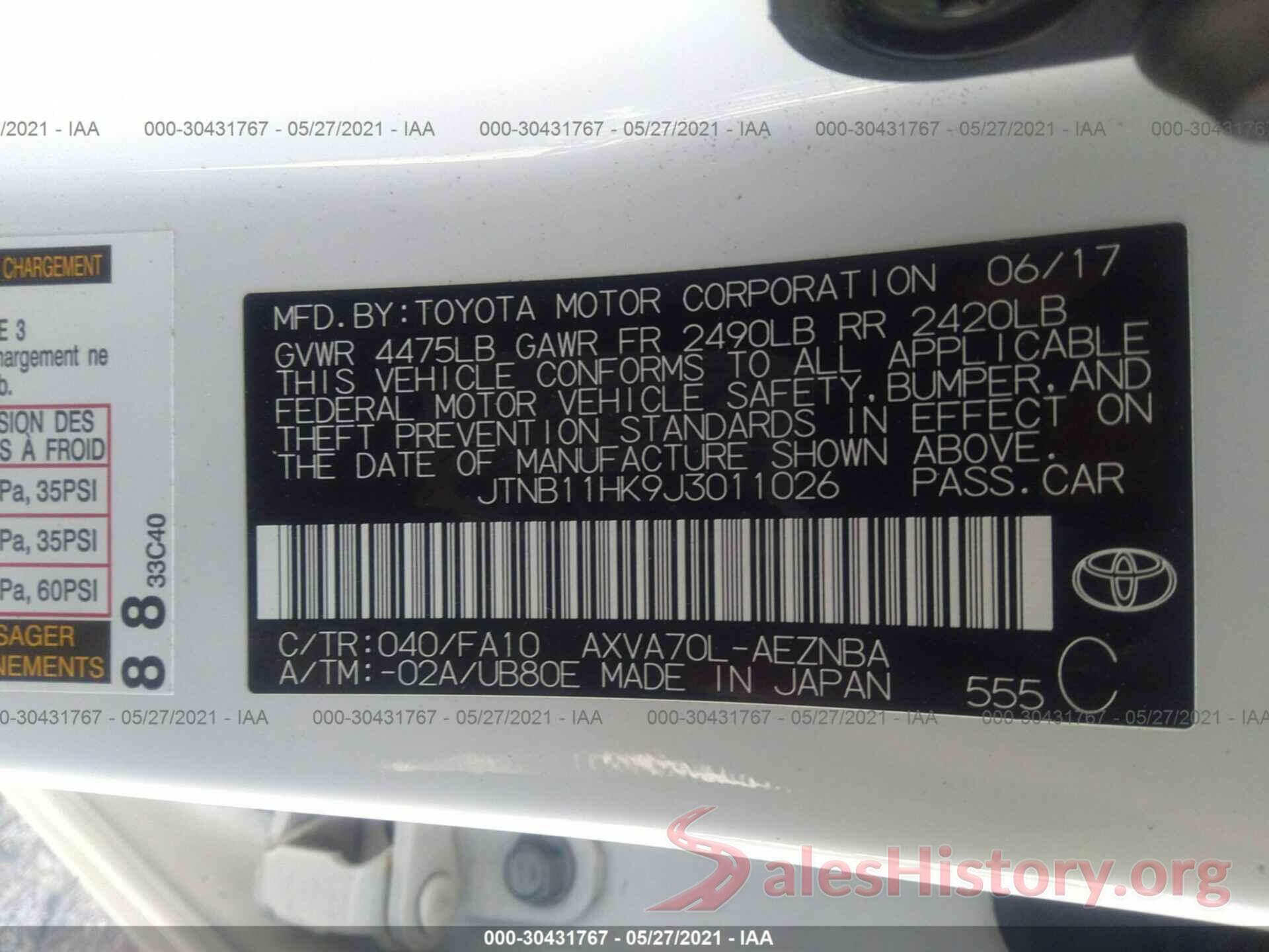 JTNB11HK9J3011026 2018 TOYOTA CAMRY