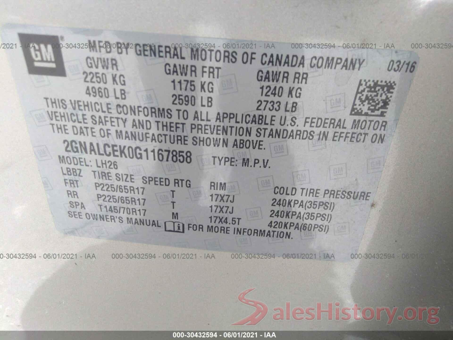 2GNALCEK0G1167858 2016 CHEVROLET EQUINOX