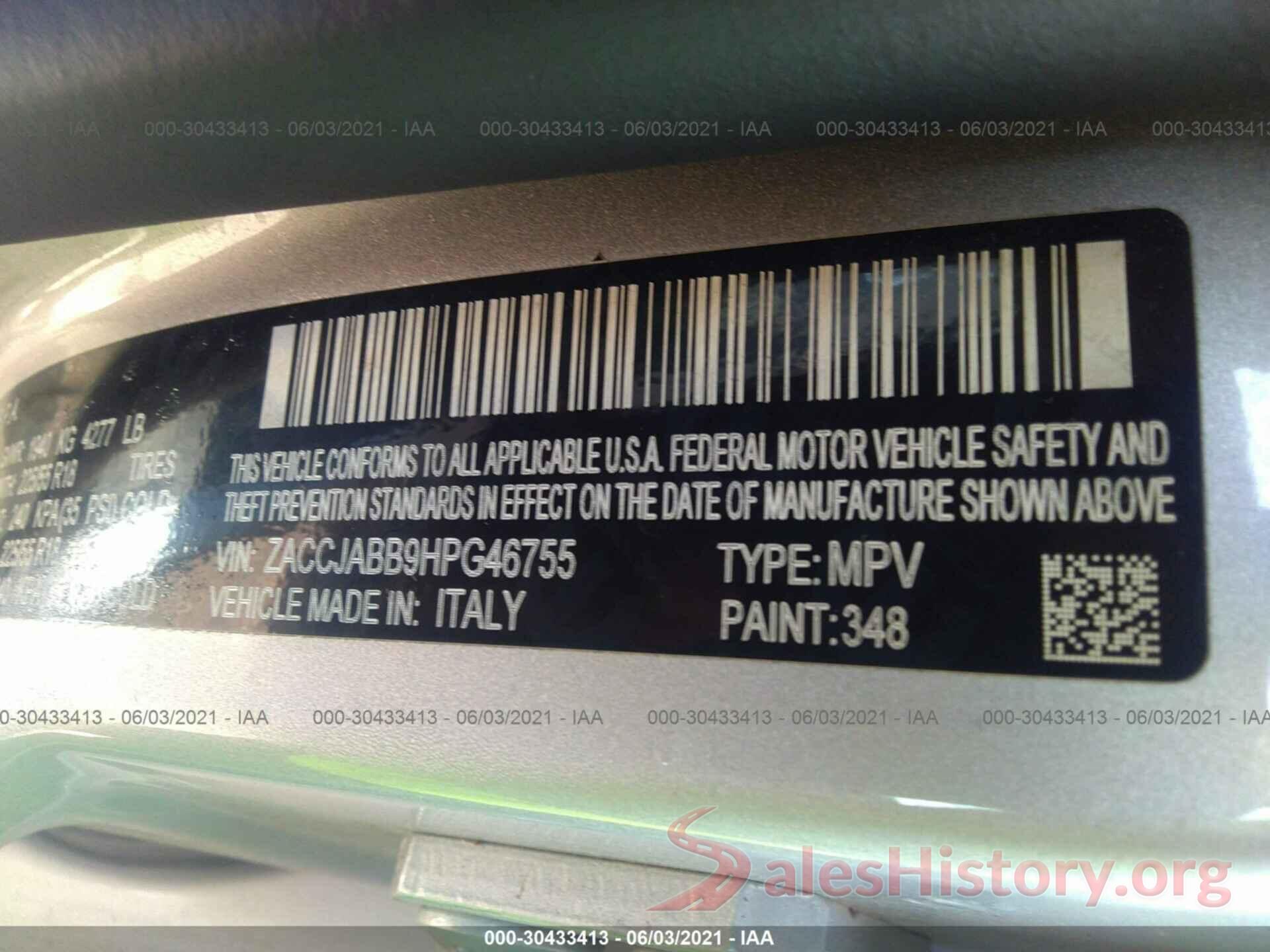 ZACCJABB9HPG46755 2017 JEEP RENEGADE