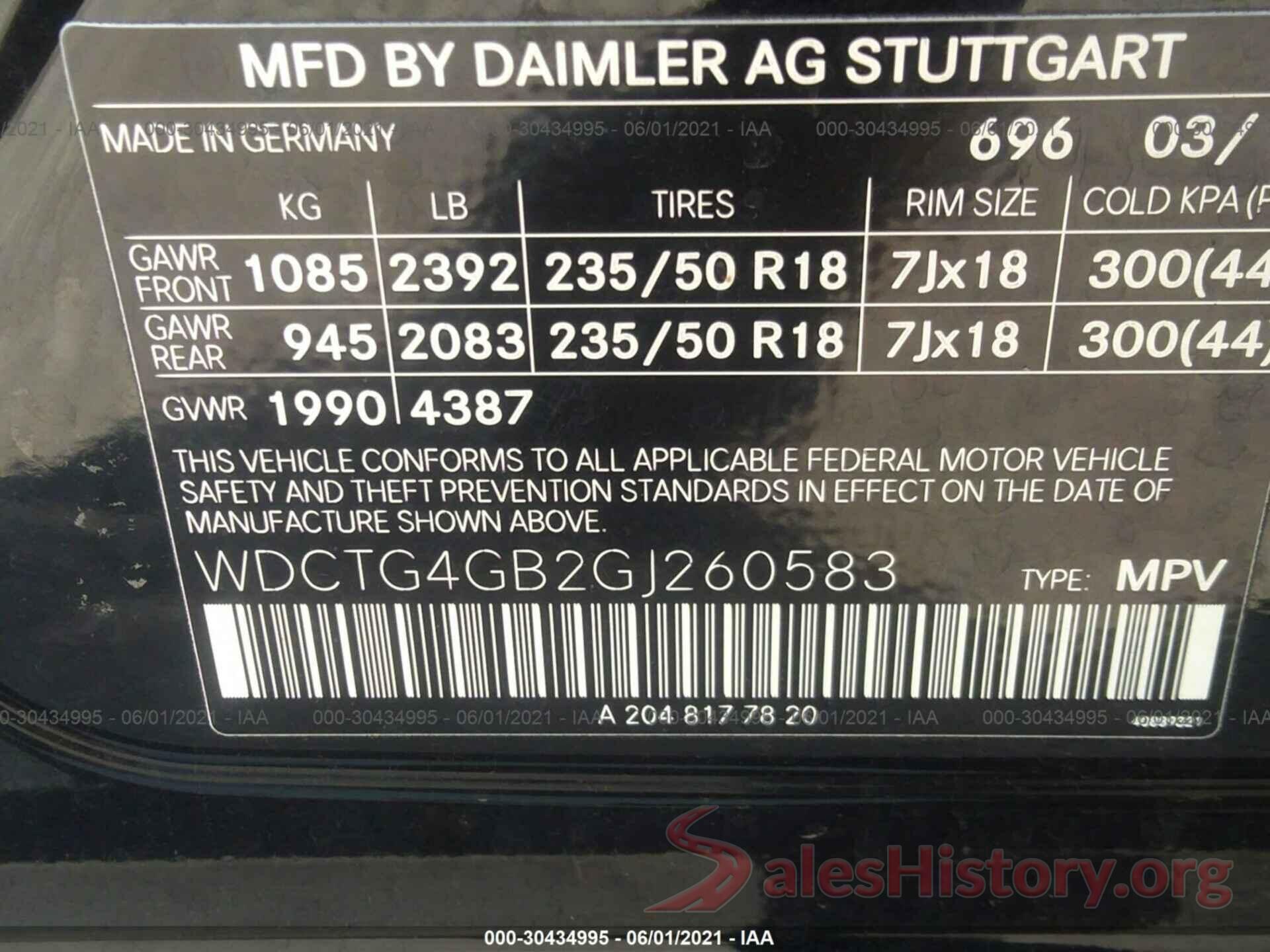 WDCTG4GB2GJ260583 2016 MERCEDES-BENZ GLA