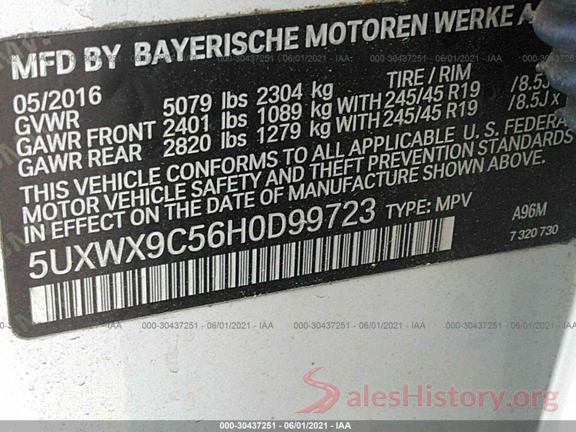 5UXWX9C56H0D99723 2017 BMW X3