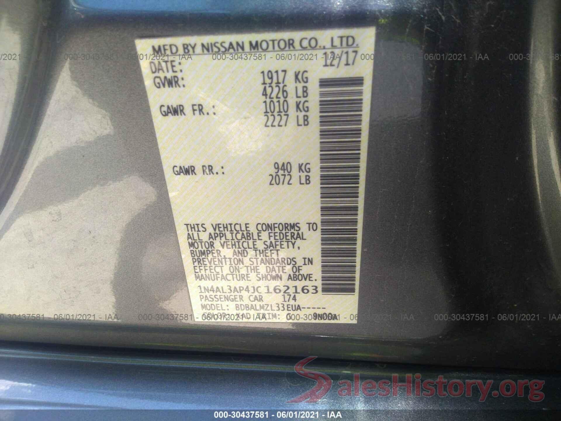 1N4AL3AP4JC162163 2018 NISSAN ALTIMA