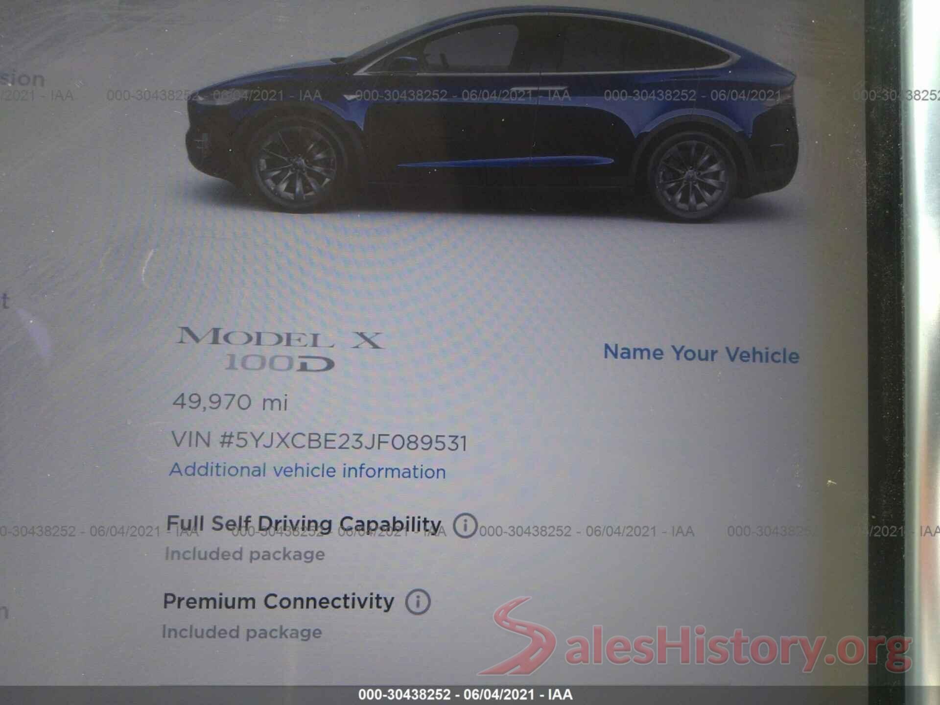 5YJXCBE23JF089531 2018 TESLA MODEL X