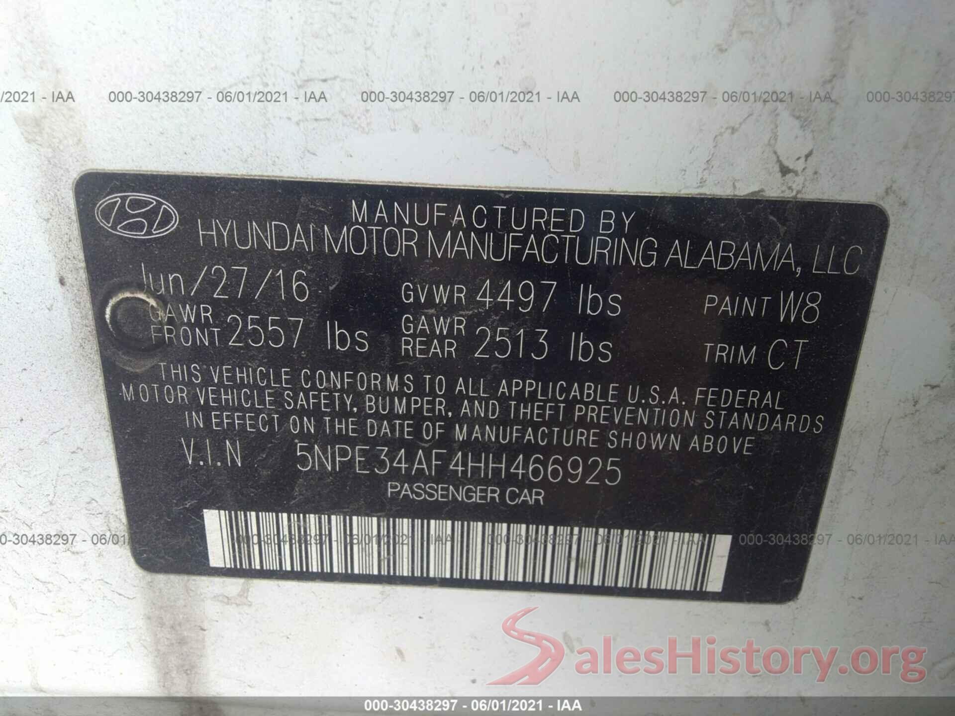 5NPE34AF4HH466925 2017 HYUNDAI SONATA