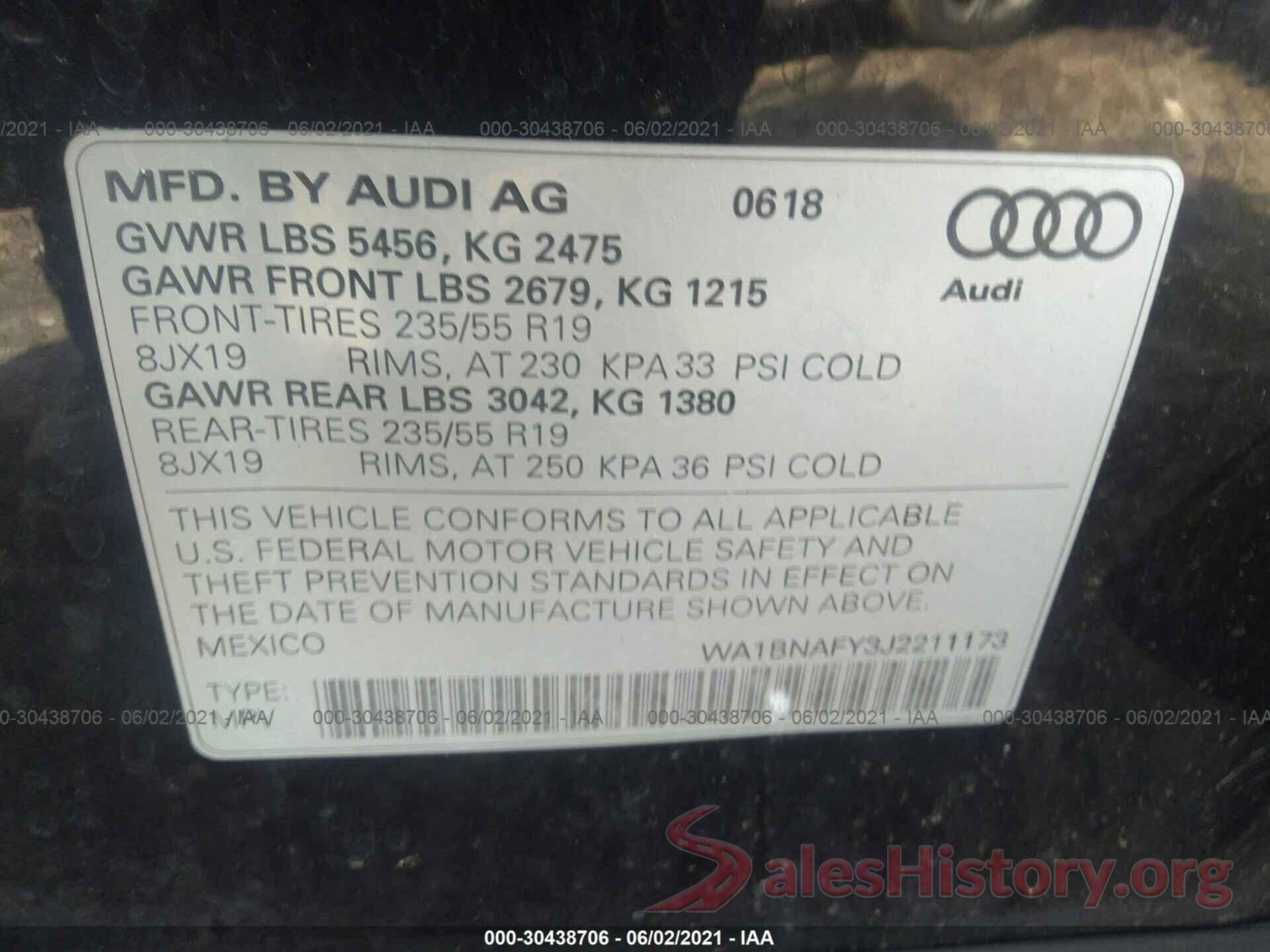 WA1BNAFY3J2211173 2018 AUDI Q5