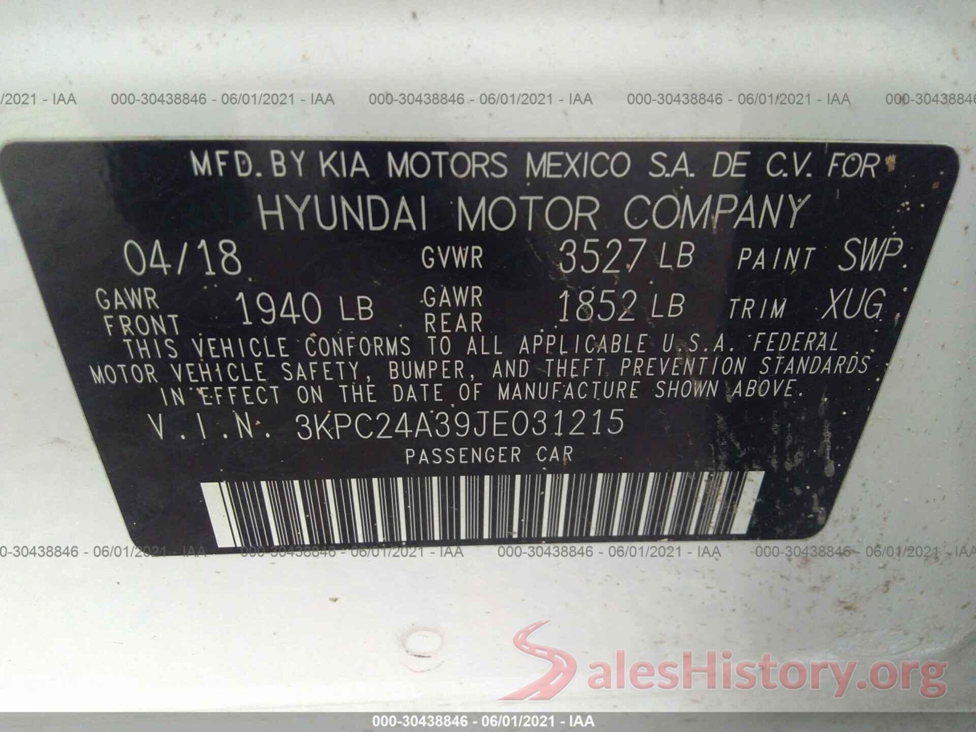 3KPC24A39JE031215 2018 HYUNDAI ACCENT